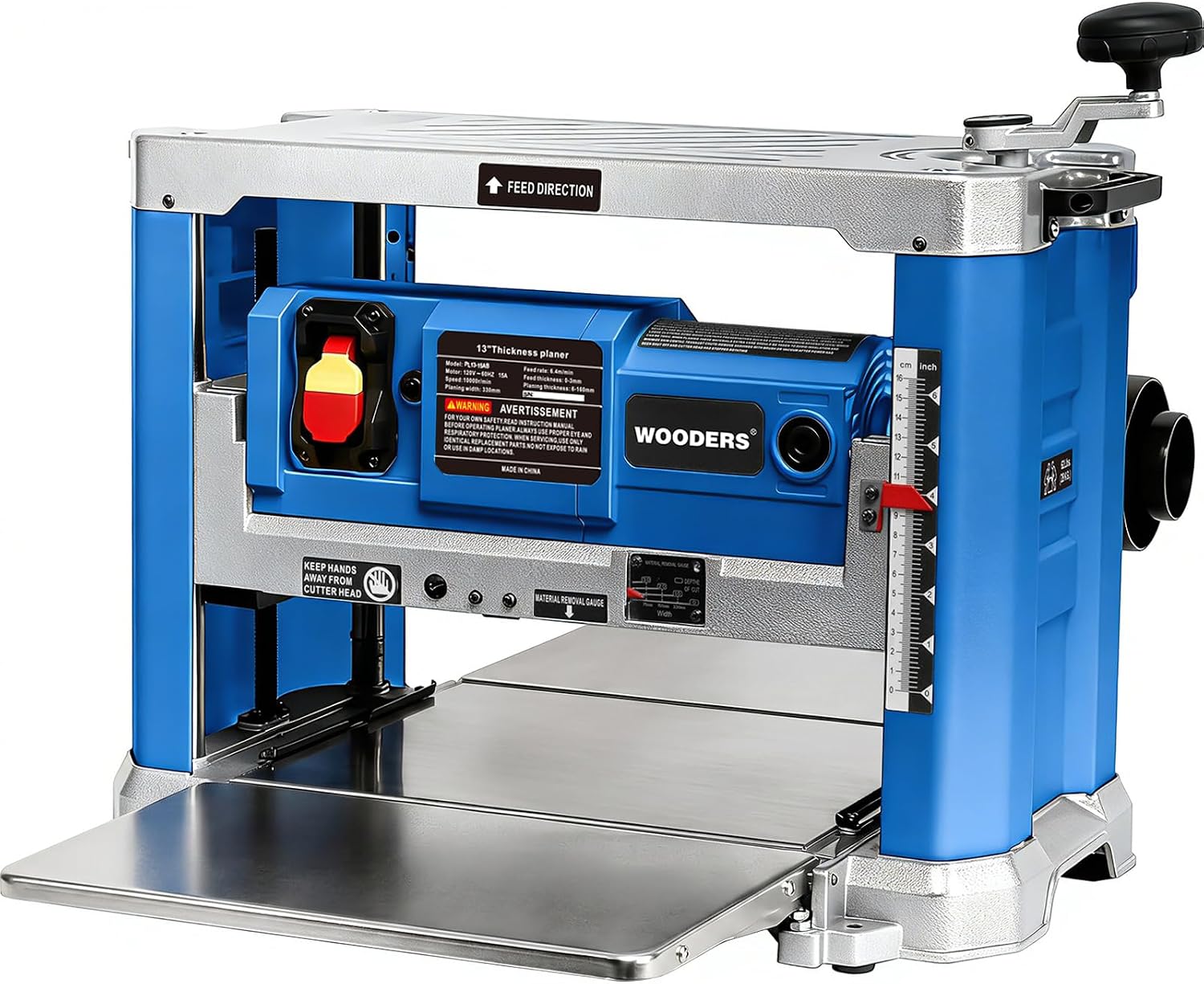 13-Inch Benchtop Thickness Planer, 15A Wood Planer with 4 HSS Blades, 2000W All Copper Motor, Overload Protection for Woodworking