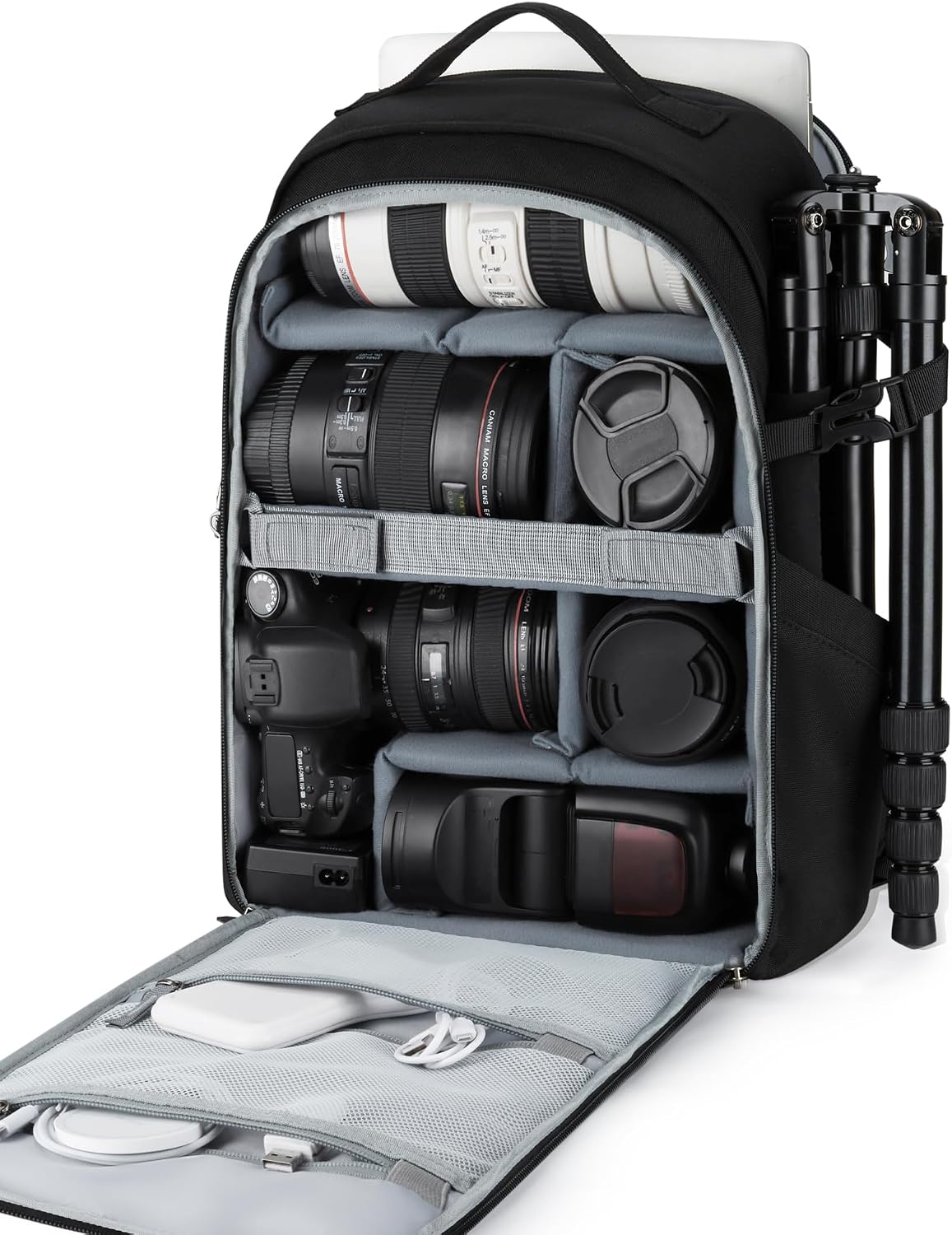 BAGSMART Camera Bag Backpack, DSLR SLR Camera Backpack Fits up to 15.6" Laptop, Anti-Theft Camera Case for Photographers with Waterproof Rain Cover, Tripod Holder, Black