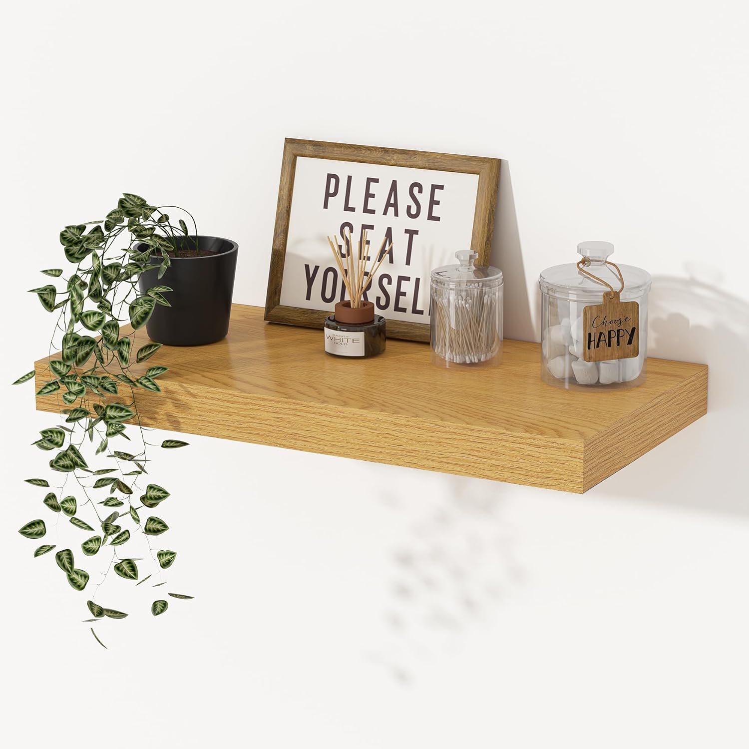 29.5cm Deep Floating Shelves for Wall, 40cm Oak Floating Wall Shelves, Heavy Duty 44lbs Wooden Wall Mounted Shelving, Extra Wide Storage Shelves for Kitchen, Bathroom, Living Room & Bedroom Organizer