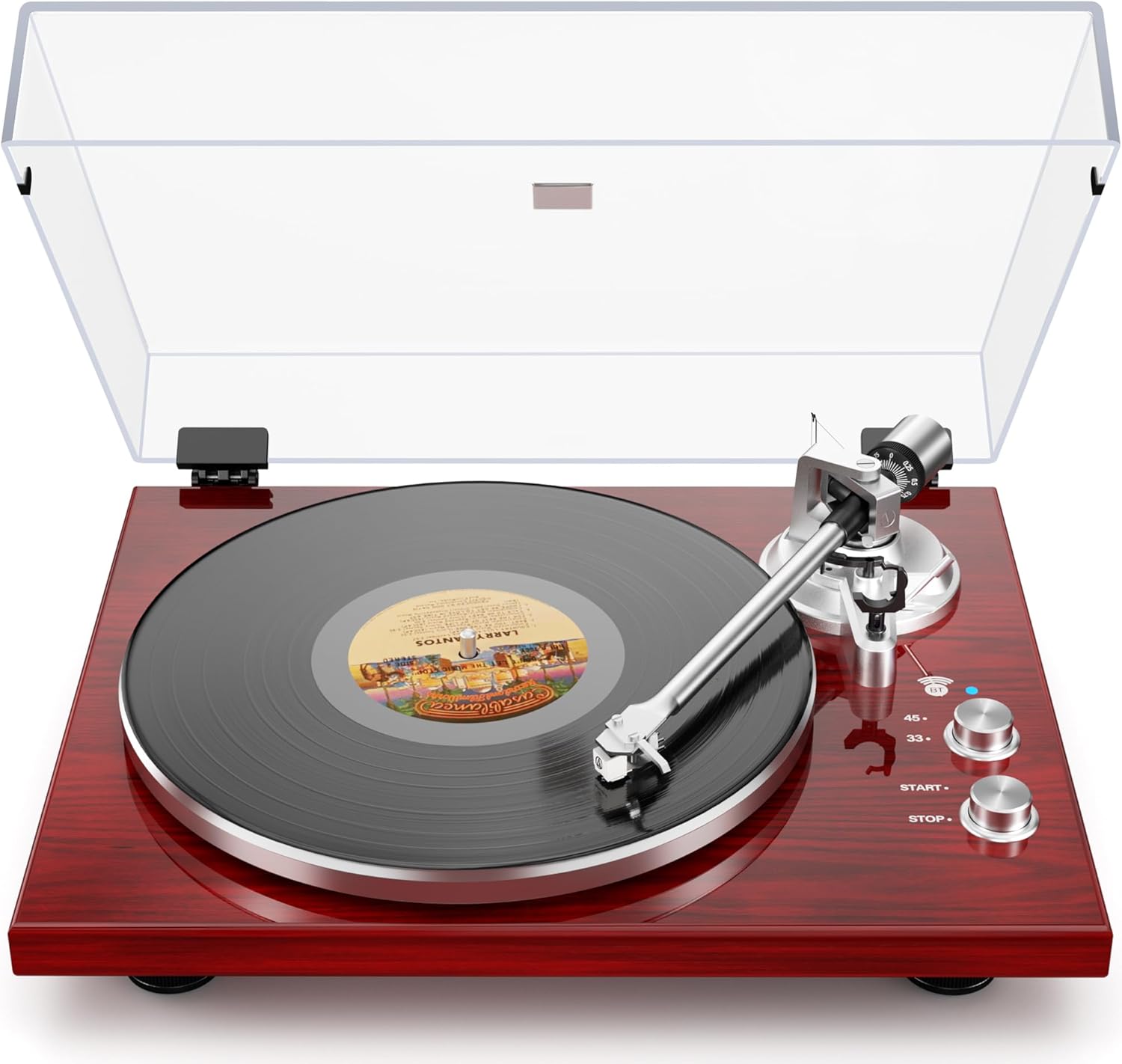 Vinyl Record Player Belt-Drive Turntable for Vinyl Records with Bluetooth Connectivity, USB Digital Output, Magnetic Cartridge & Adjustable Counterweight, AT-3600L, 33 or 45 RPM (Red)
