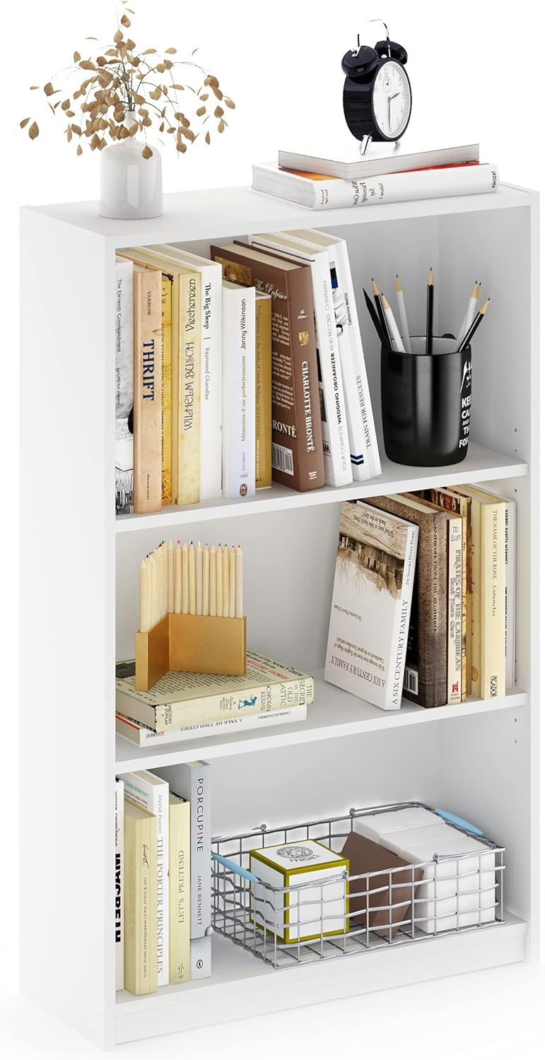 FURINNO JAYA Simple Home 3-Tier Adjustable Shelf Bookcase, White
