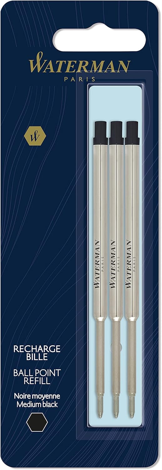 Waterman Ballpoint Pen Refills | Medium Point | Black Ink | 3 Count