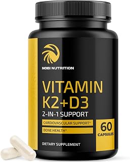 Vitamin D3 K2 5000 IU for Immune System, Strong Bones & Teeth Support | Vitamin D3 125mcg, Vitamin K2 MK7 100mcg, Calcium 210mg & Bioperine | K2 D3 Vitamin Supplement | 3rd-Party Tested, 60 Capsules
