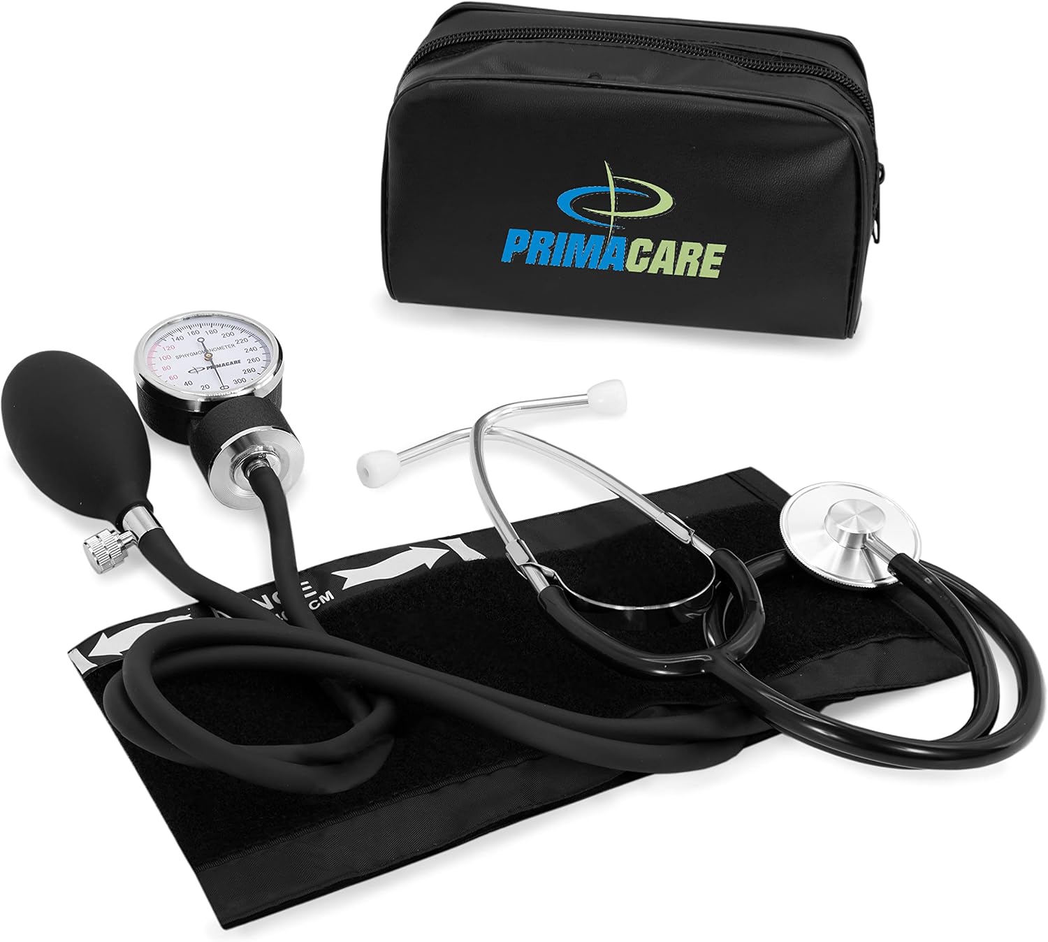 Primacare DS-9197-BL Professional Classic Series Manual Adult size Blood Pressure Kit, Emergency Bp kit with Stethoscope and Portable Leatherette Case, Nylon Cuff, Blue