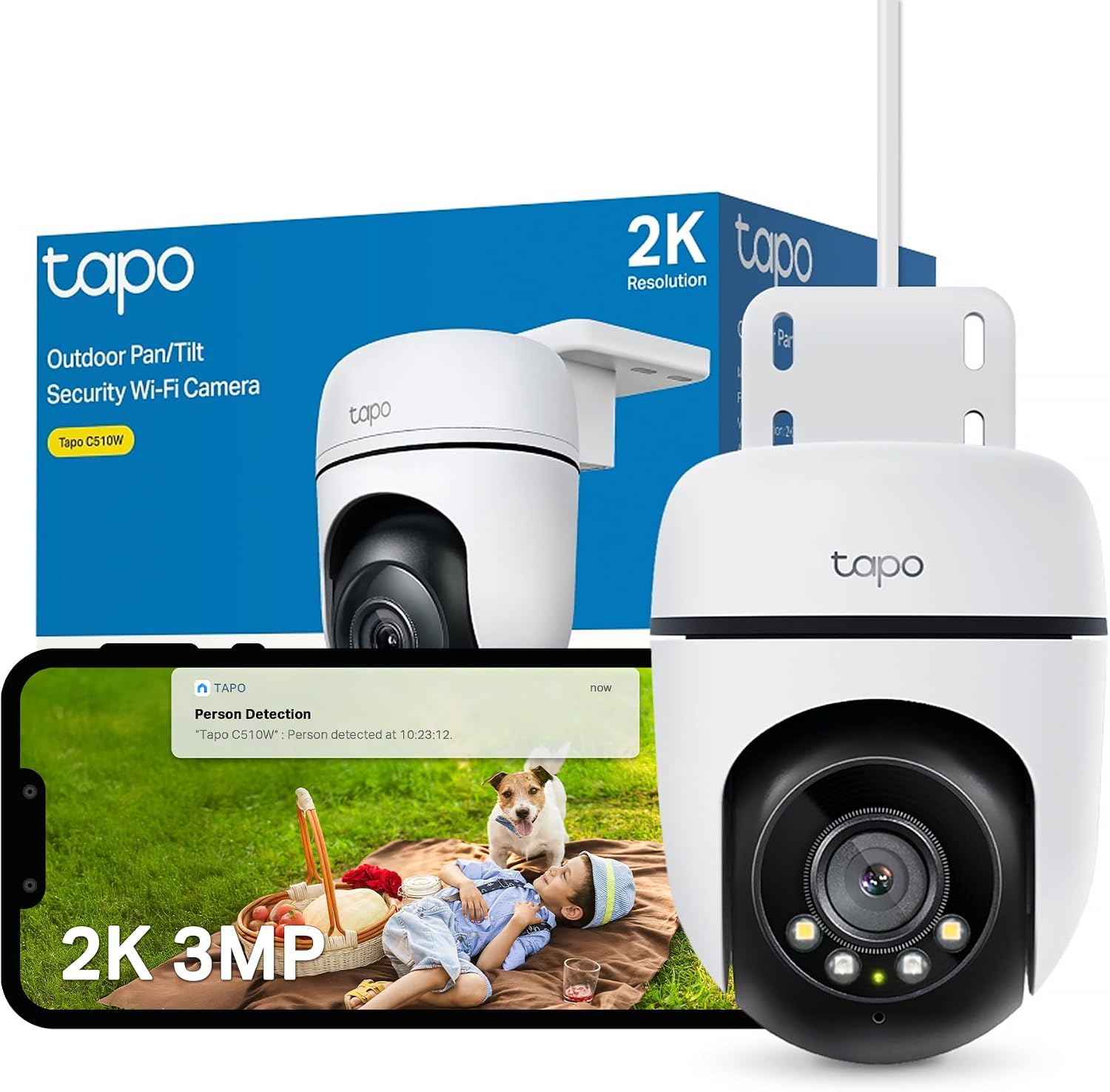 Tapo C510W 2K 3MP Pan/Tilt Outdoor Security Camera Wi-Fi Outdoor Camera