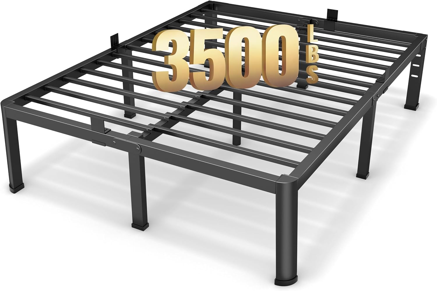 18 Inch Metal Bed Frame with Mattress Slide Stopper, Queen