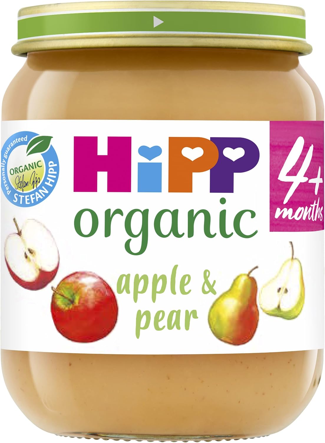 HiPP Organic Apple and Pear Baby Food Jar 4+ Months, 125g (pack of 6)