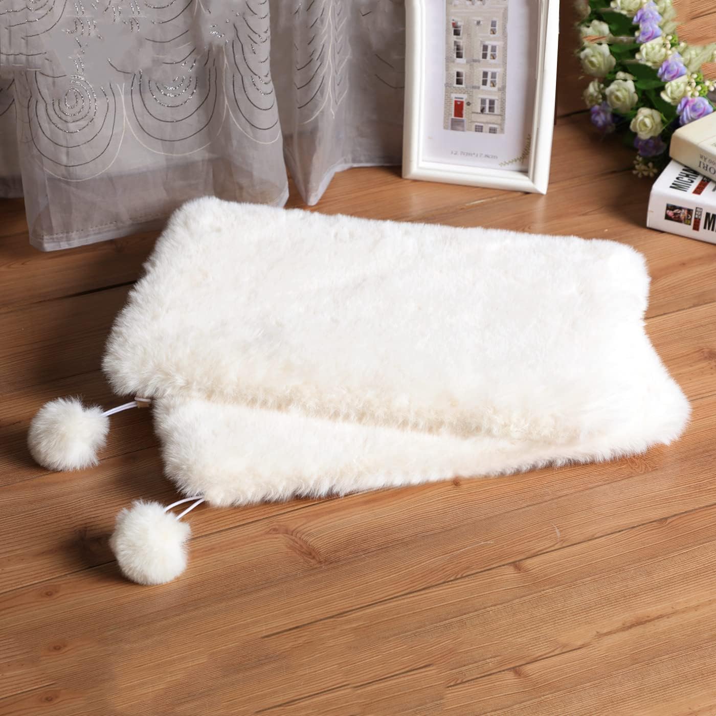 SHENGOCASE 2-Pack 10"x14" Rectangular Faux Rabbit Fur Cat Dog Bed Cushion Pad Mat, Cat Tree Tower Replacement Cushion Pad for Window Perch Carrier House Cage Crate Kennel Furniture