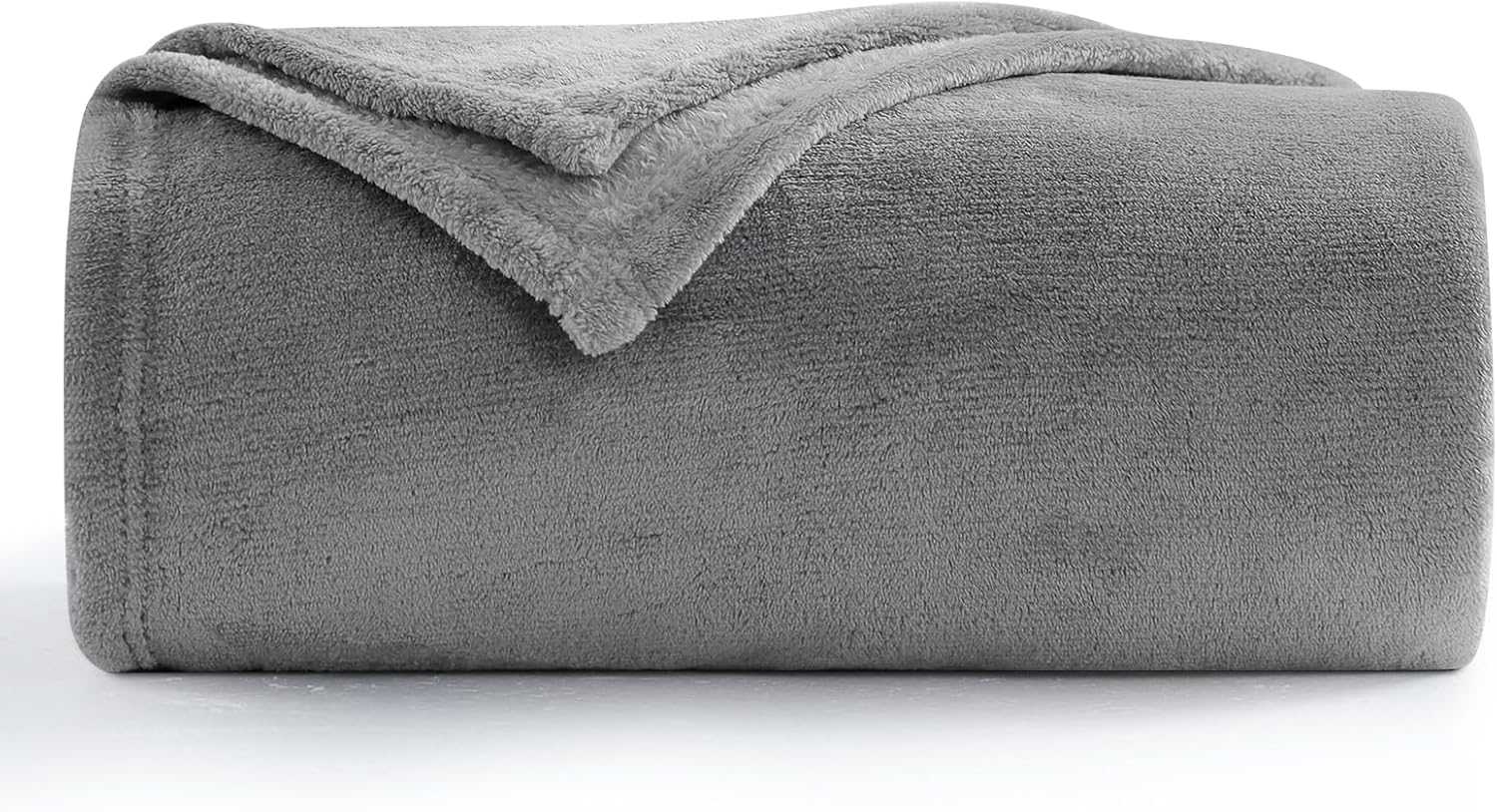 Aisbo Fleece Blanket Grey Throw - Versatile Soft Warm Blanket Fluffy Throws for Sofa Couch Single Size, Cozy Solid Bed Flannel Blanket for Travel, 130x150cm Gray
