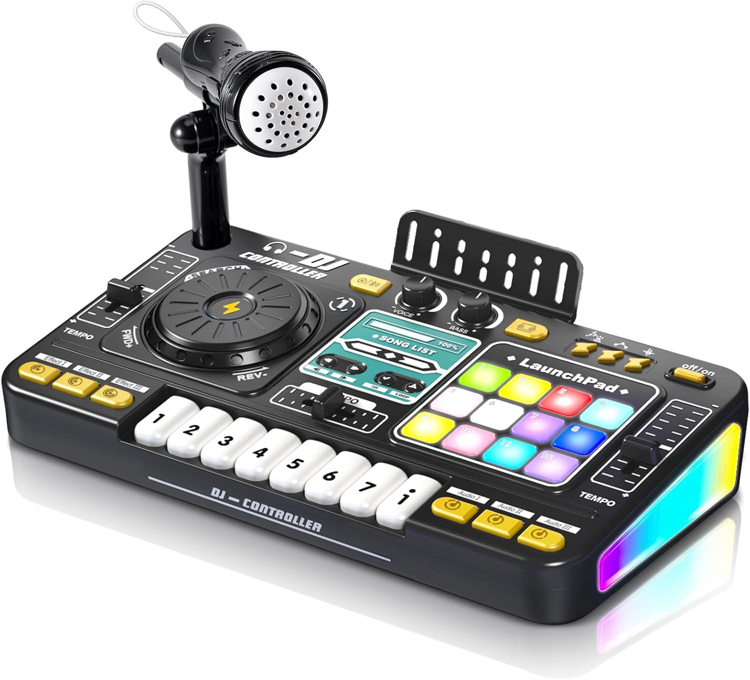 DJ Mixer Toys for Kids - Musical Instruments Toy with Lights Songs Sound Effects Microphone Wireless - Music Educational DJ Toys Gifts for Boys Girls Toddlers Birthday Age 3 4 5 6 7 8 9 10 Years Old
