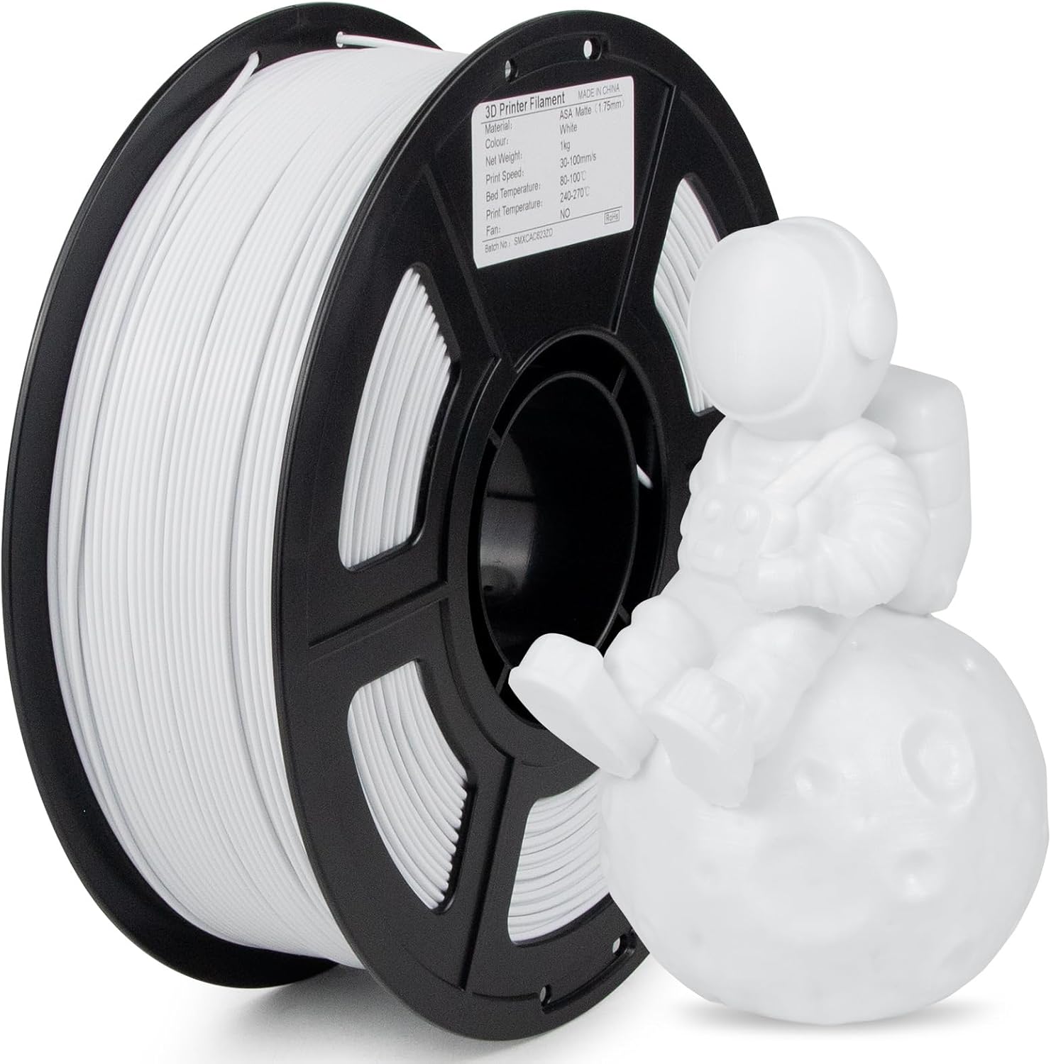 ASA Filament 1.75mm, UV/Heat Resistant/Weather Resistant ASA 3D Printer Filament, Perfect for Printing Outdoor Functional Parts, White Filament 1kg(2.2lbs) Spool