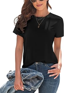 KevaMolly Basic T Shirts for Women UPF 50+ Short Sleeve Casual Summer Tops Trendy Solid Loose Fit Tshirt