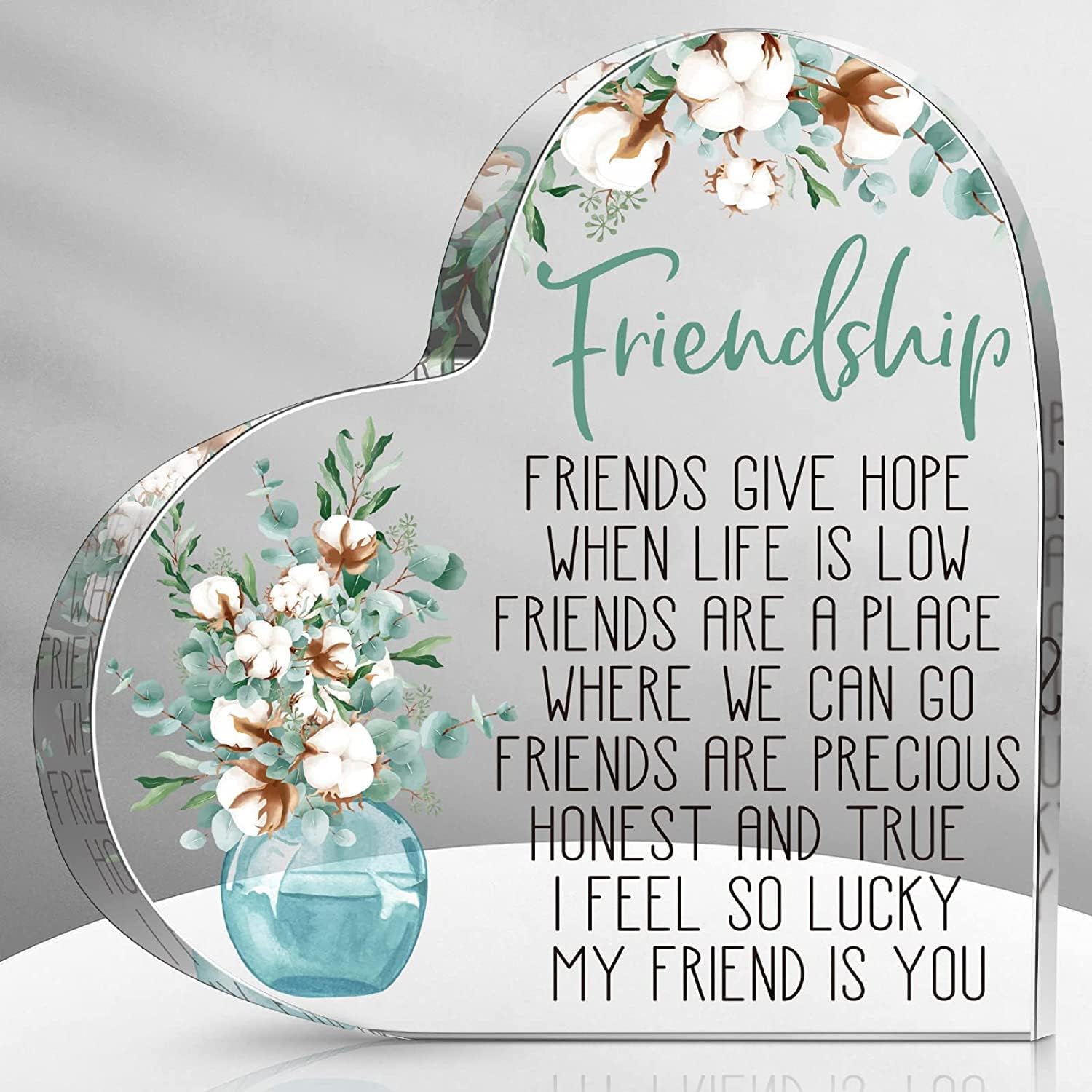 Friendship Gifts - Acrylic Heart Friendship Gift for Her - Inspirational Gifts for Women - Long Distance Relationship Gifts, Bestie Gifts (Classic)