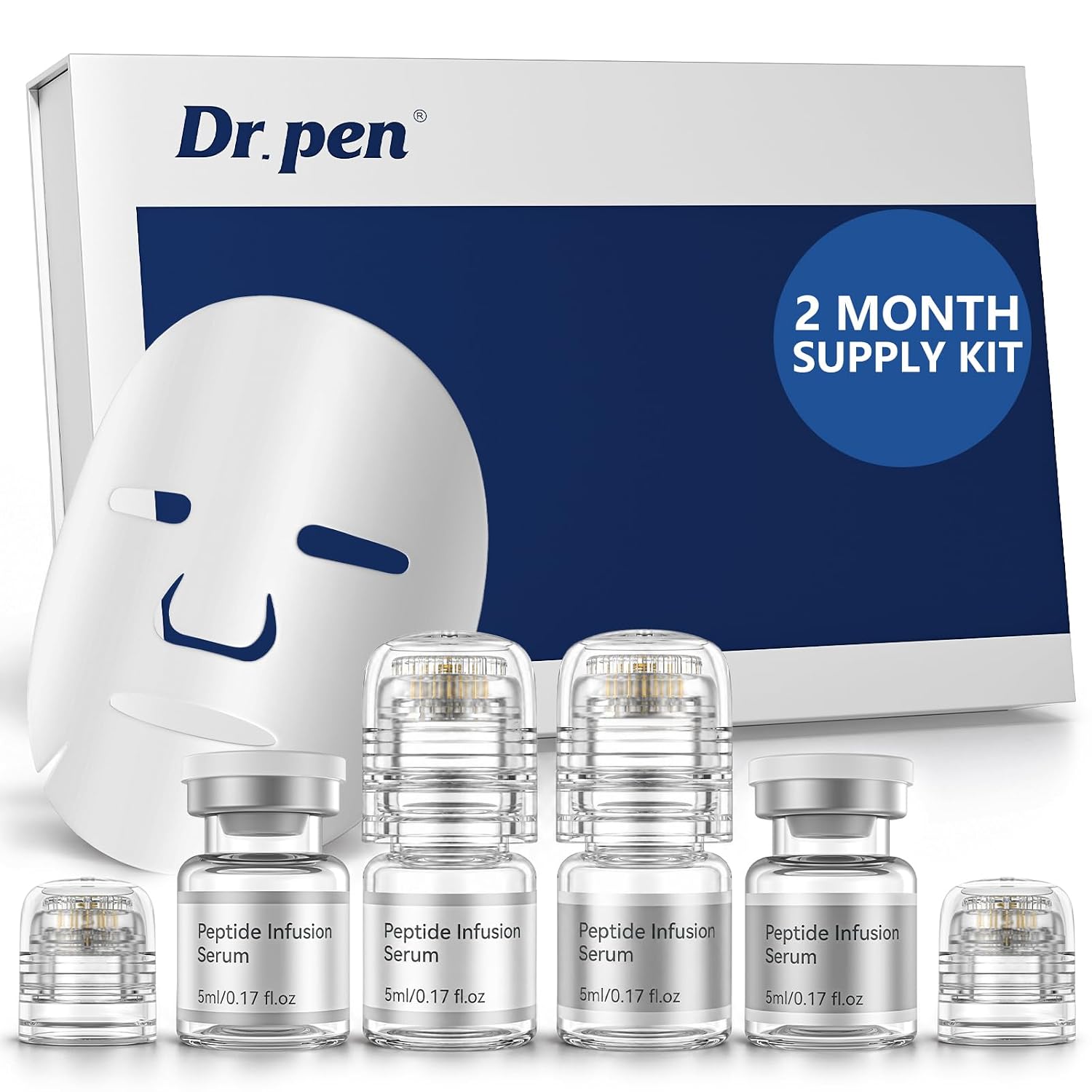 Dr pen Micro Infusion System Microneedling Stamp for Face, Serum Applicator 0.25mm Peptide Hydrating Serum for All Skin Types Home Use, 2 Month Supply