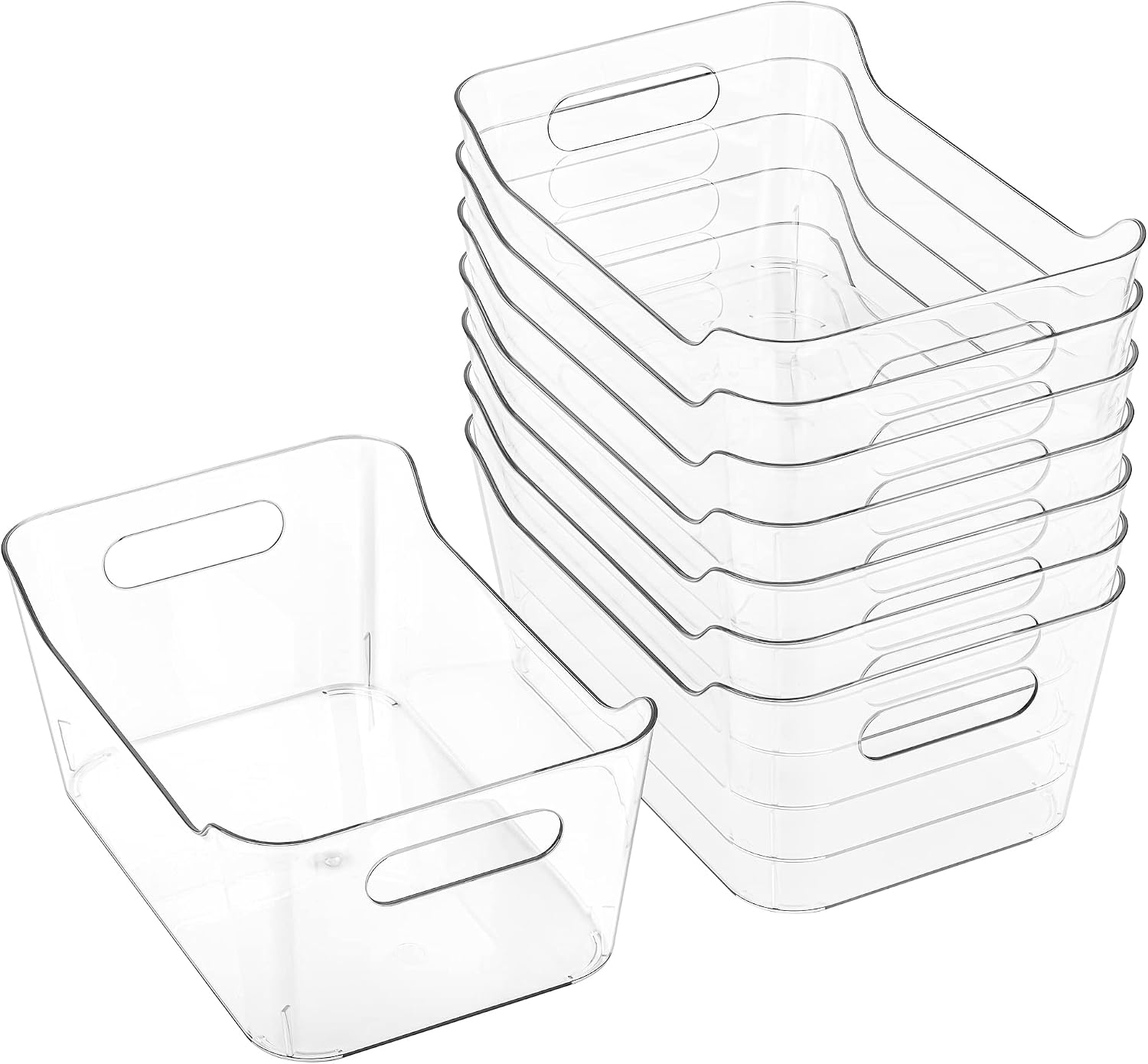 Tiawudi 8 Pack Plastic Storage Bins, Multi-Use Organizer Bins, Pantry Organizer, Plastic Storage Containers, Bins for Home & Kitchen