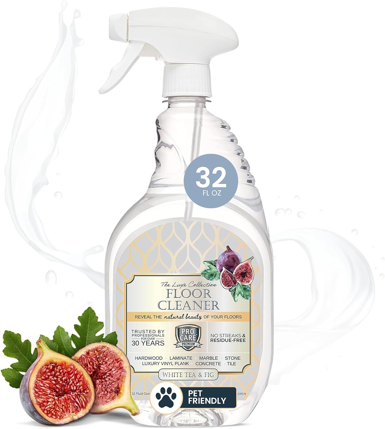 ProCare White Tea & Fig Floor Cleaner | Vinyl, Wood,Tile Spray Bottle 32oz