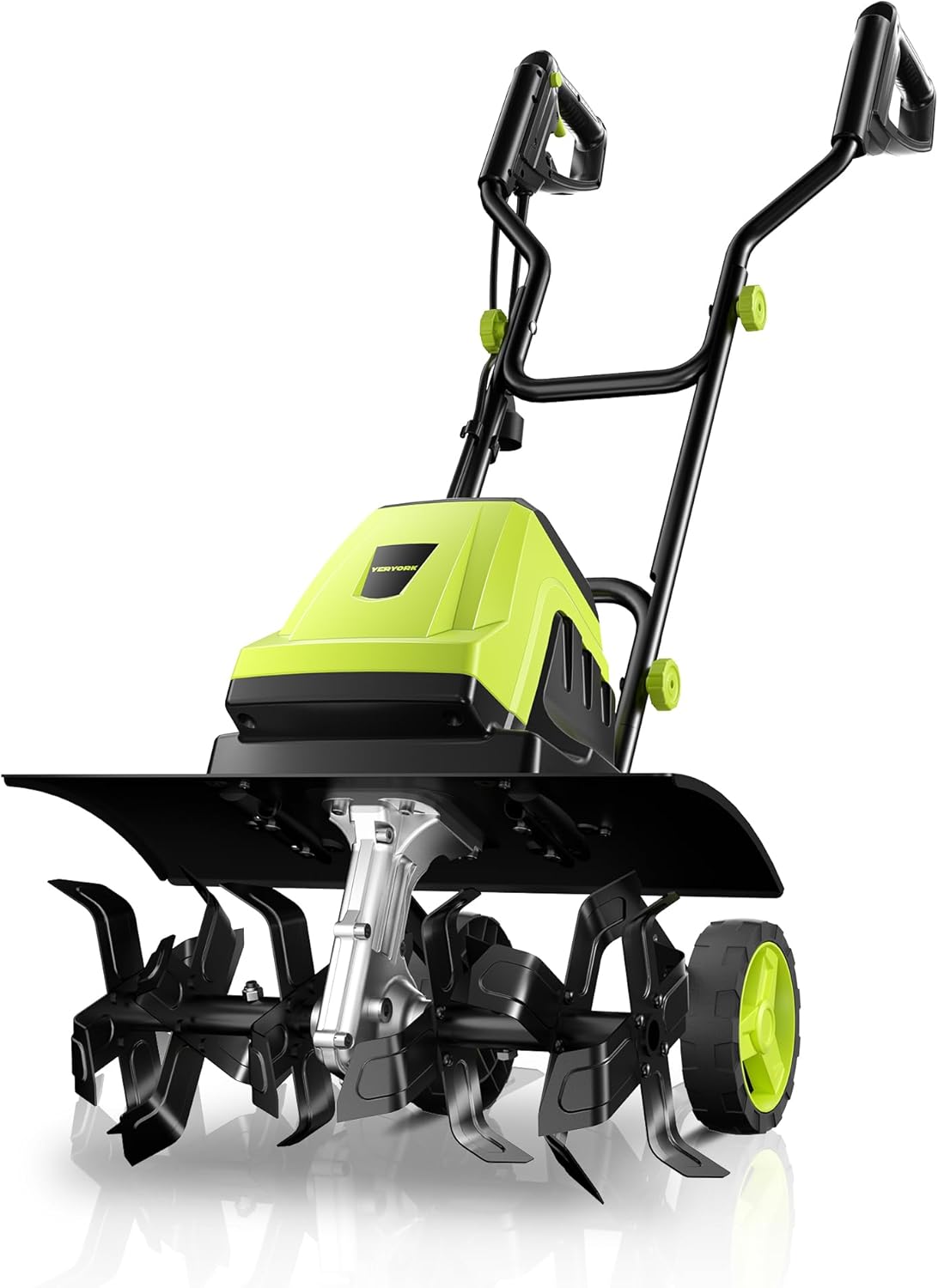 Tiller Cultivator, 15-Amp 18-Inch Width 9-Inch Depth Corded Electric Tiller 24 Durable Steel Tines Gardening Tiller with Adjustable Wheels Foldable Handle for Easy Soil Cultivation