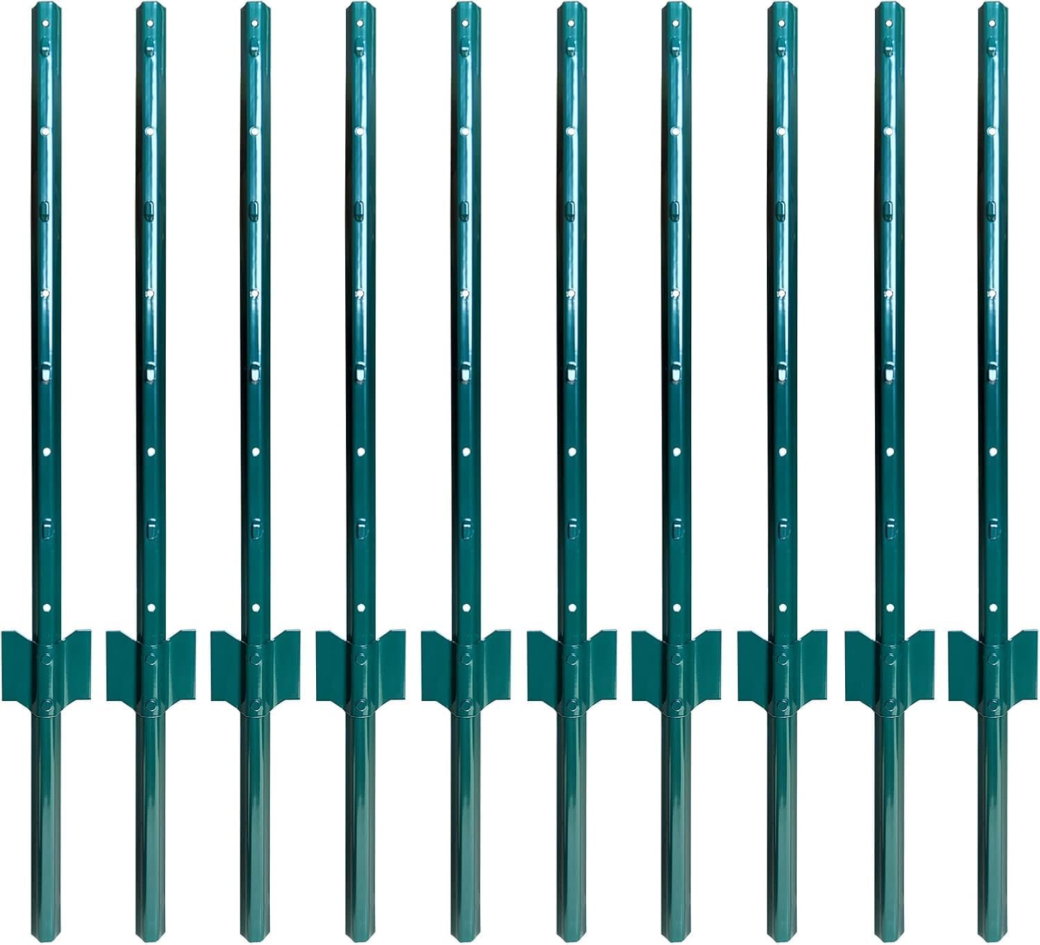 ARIFARO Metal Fence Posts 91cm / 3ft, Pack of 10, Sturdy Duty No Digging Garden U Post for Wire Fencing Steel Poles for Yard, Outdoor Wire