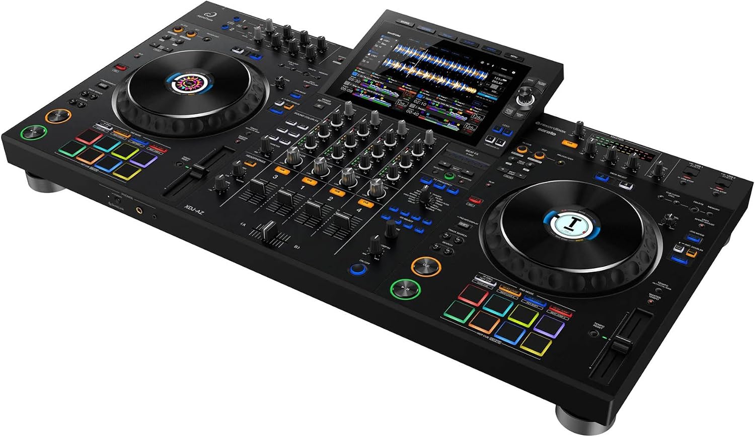 Pioneer DJ XDJ-AZ Professional 4-Deck All-in-One DJ System, 10.1-Inch Touchscreen, Built-in Wi-Fi, SonicLink Wireless Tech, Performance Pads & Beat FX – XDJAZ