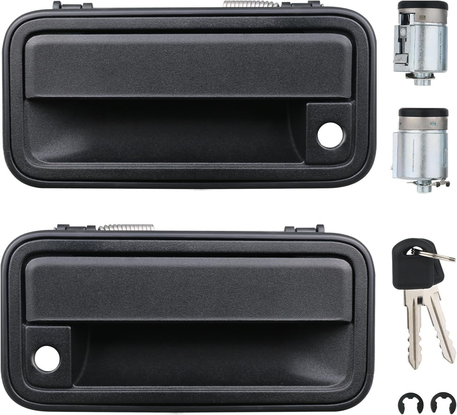APPERFiT All Metal Exterior Door Handles w/Lock Cylinders & Keys Compatible with Chevy Tahoe Suburban C/K1500 C/K2500 C/K3500 GMC Yukon Replaces 15742229 15742230
