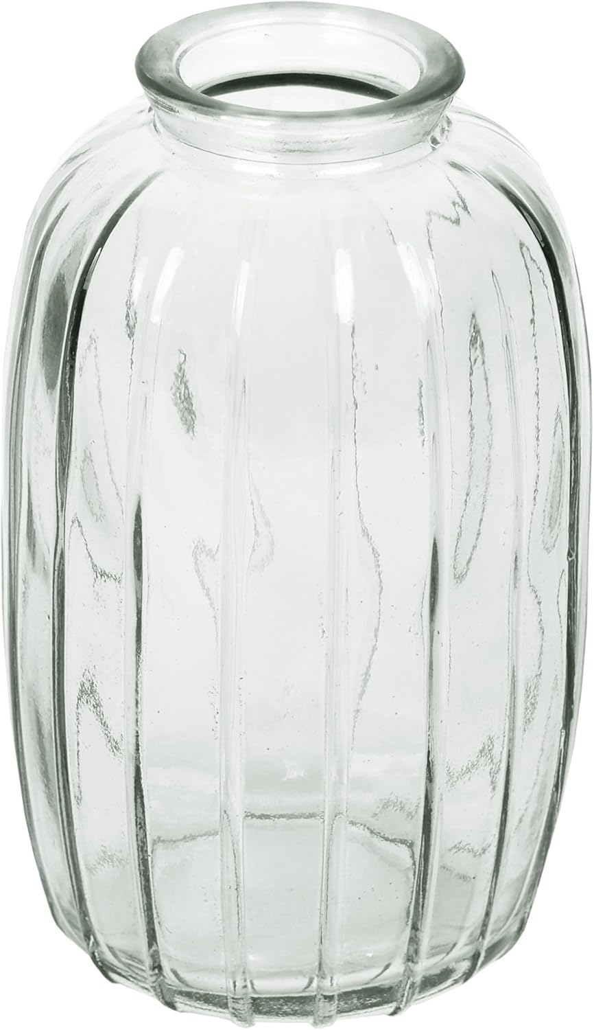 Talking Tables Clear Glass Bud Vase for flowers, stylish single stem elegant wedding table centrepiece decorations window sill decor, garden parties, summer dining, mantle styling, and gifting 12cm