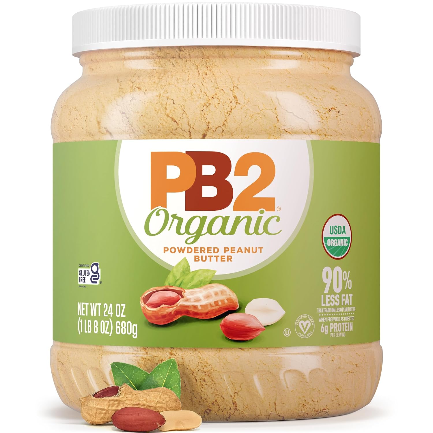 PB2 Organic Powdered Peanut Butter | USDA Organic Certified, Non-GMO Project Verified, Gluten-Free Peanut Butter Powder | Vegan, Keto Friendly | 24oz Resealable Jar
