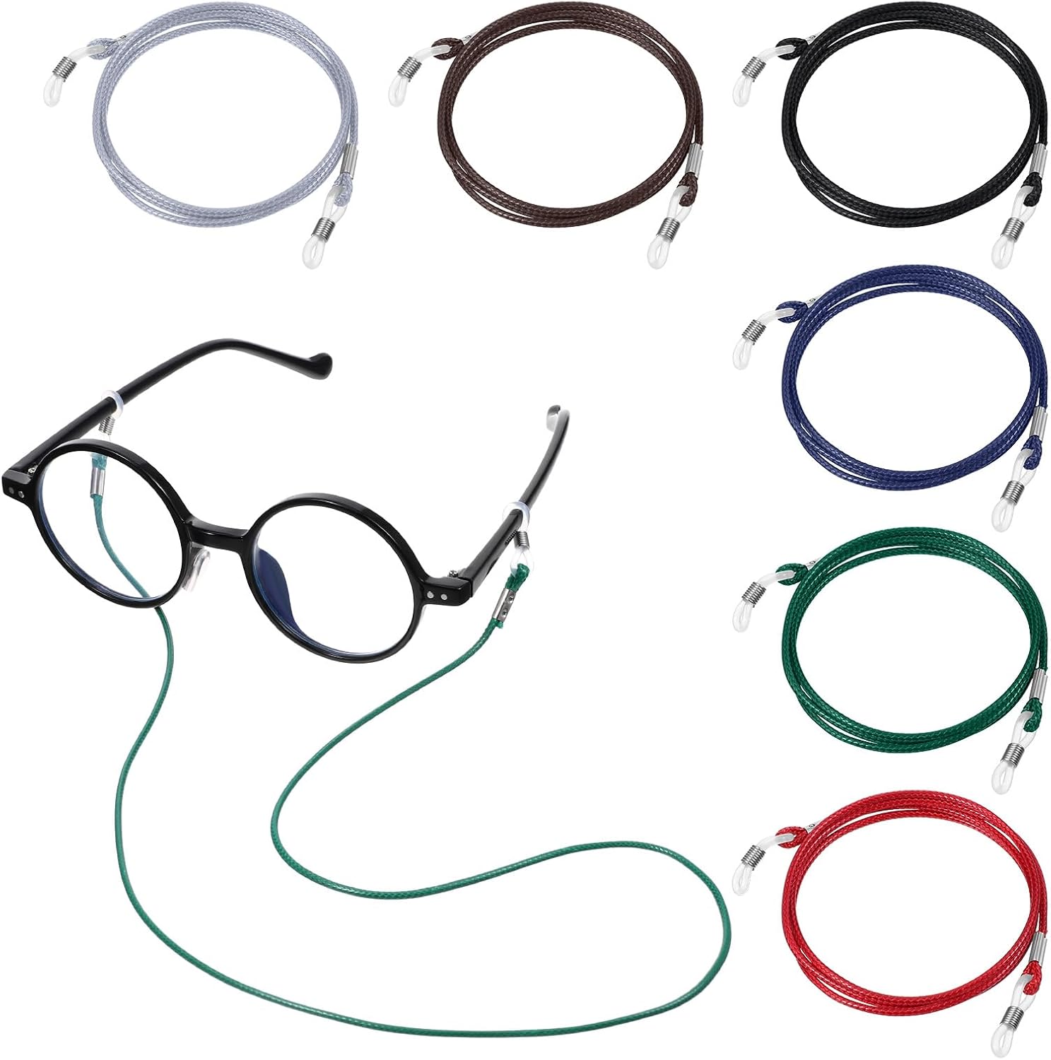6 Pcs Premium Eye Glasses String Adjustable Eyeglass Chain Lanyard Eyeglass Strap Anti-slip Eyewear Retainer Multicolor Sunglass Holder Strap Eye Glass Accessory Chain Around Neck for Men Women