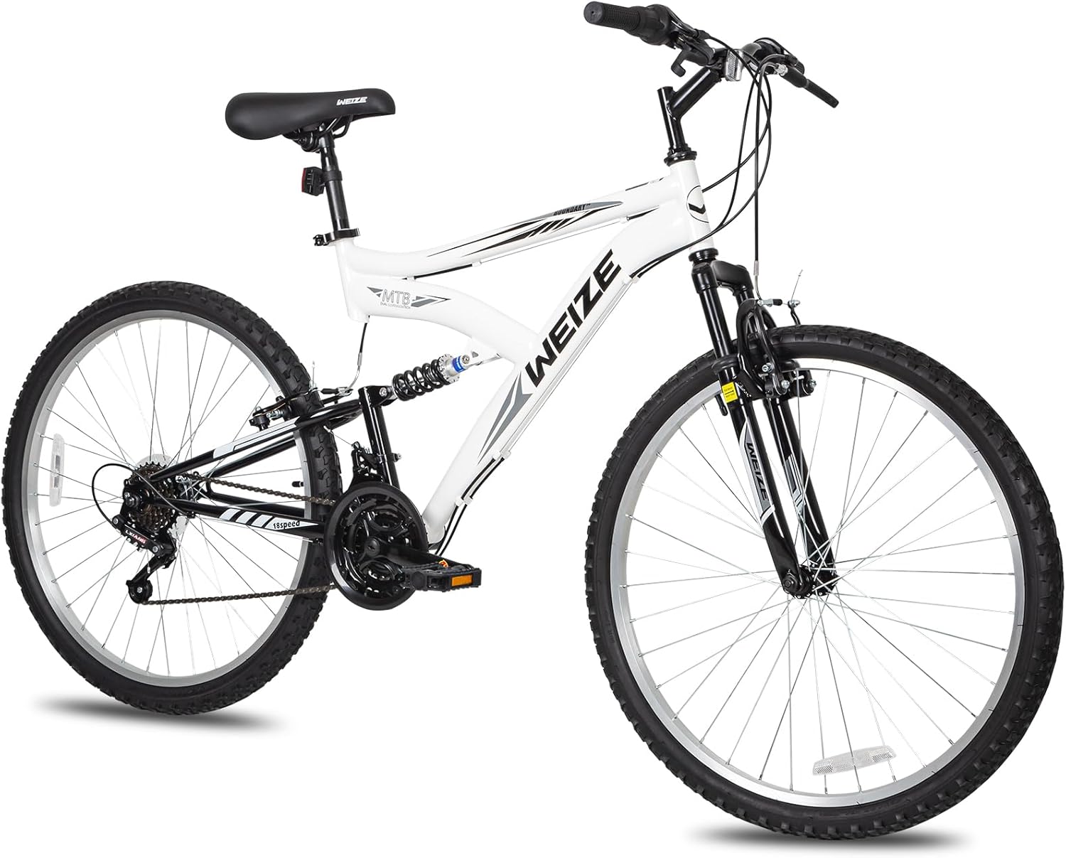 WEIZE Mountain Bike, 26 27.5 inch Outdoor Hybrid Bikes,18-Speed/High-Carbon Steel/Dual Full Suspension, Adjustable Ergonomic Seat for Men Women Adult, MTB Bicycle with Suspension Fork,Sleek Colors