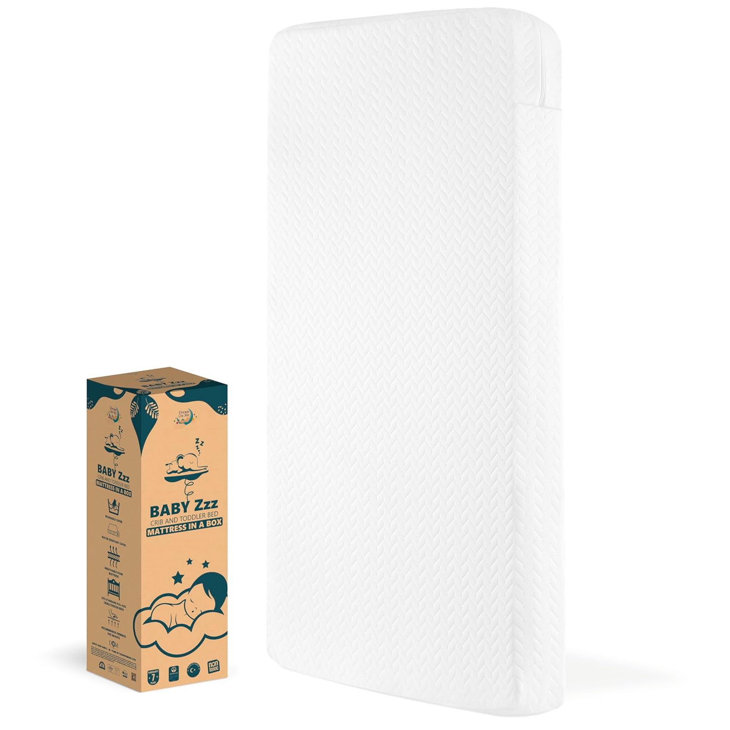 Dream On Me Baby Zzz 5” Full-Size Crib & Toddler Mattress – GREENGUARD Gold & JPMA Certified, Water-Resistant Surface, Machine Washable Cover, Fits Full-Size Cribs & Toddler Beds