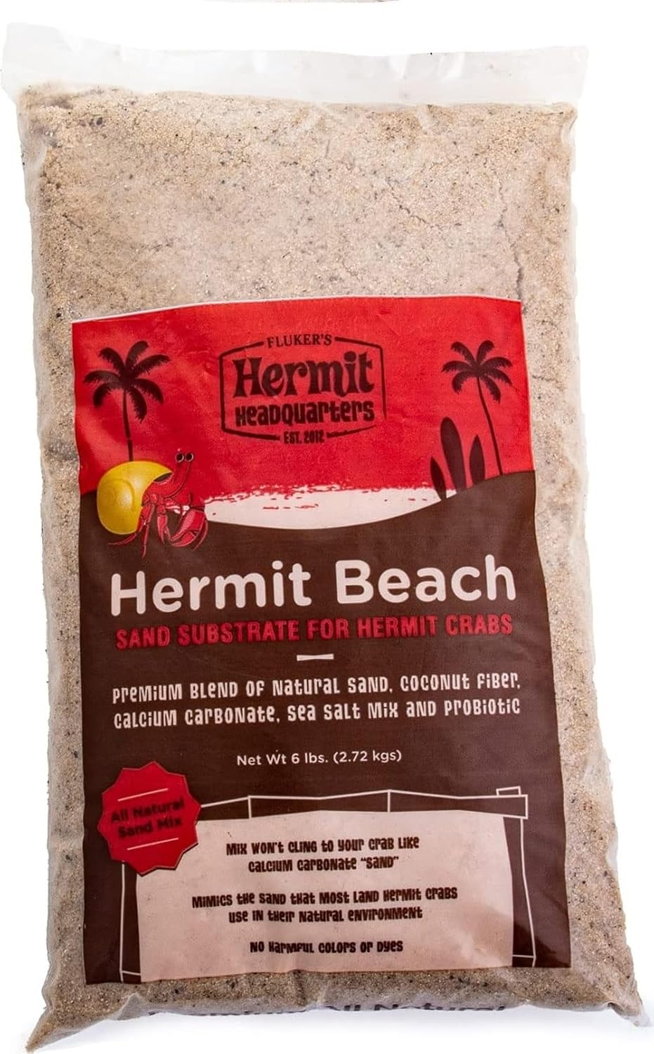 Fluker's All Natural Premium Hermit Crab Sand Substrate, Sand Mixture with Coconut Fiber, For Hermit Crab Tanks, 6 lbs.