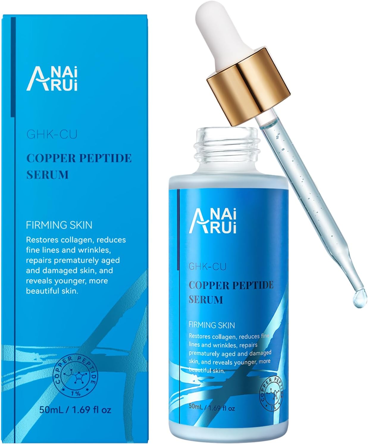 ANAiRUi GHK-Cu Copper Peptide 1% Face Serum with Hyaluronic Acid (50ml)