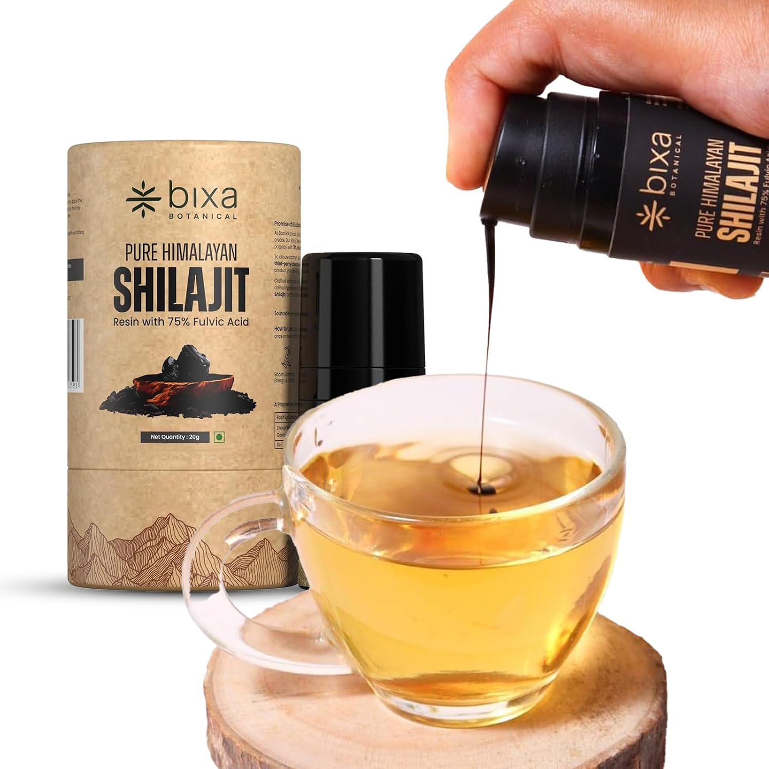 bixa BOTANICAL Shilajit for Men, Pure Himalayan Resin with 75% Fulvic Acid, Supports Energy, Stamina & Muscle Health – Fast-Dissolving, Lab-Tested, Vegan, Mess-Free Pump, Easy to Carry, 50 Servings