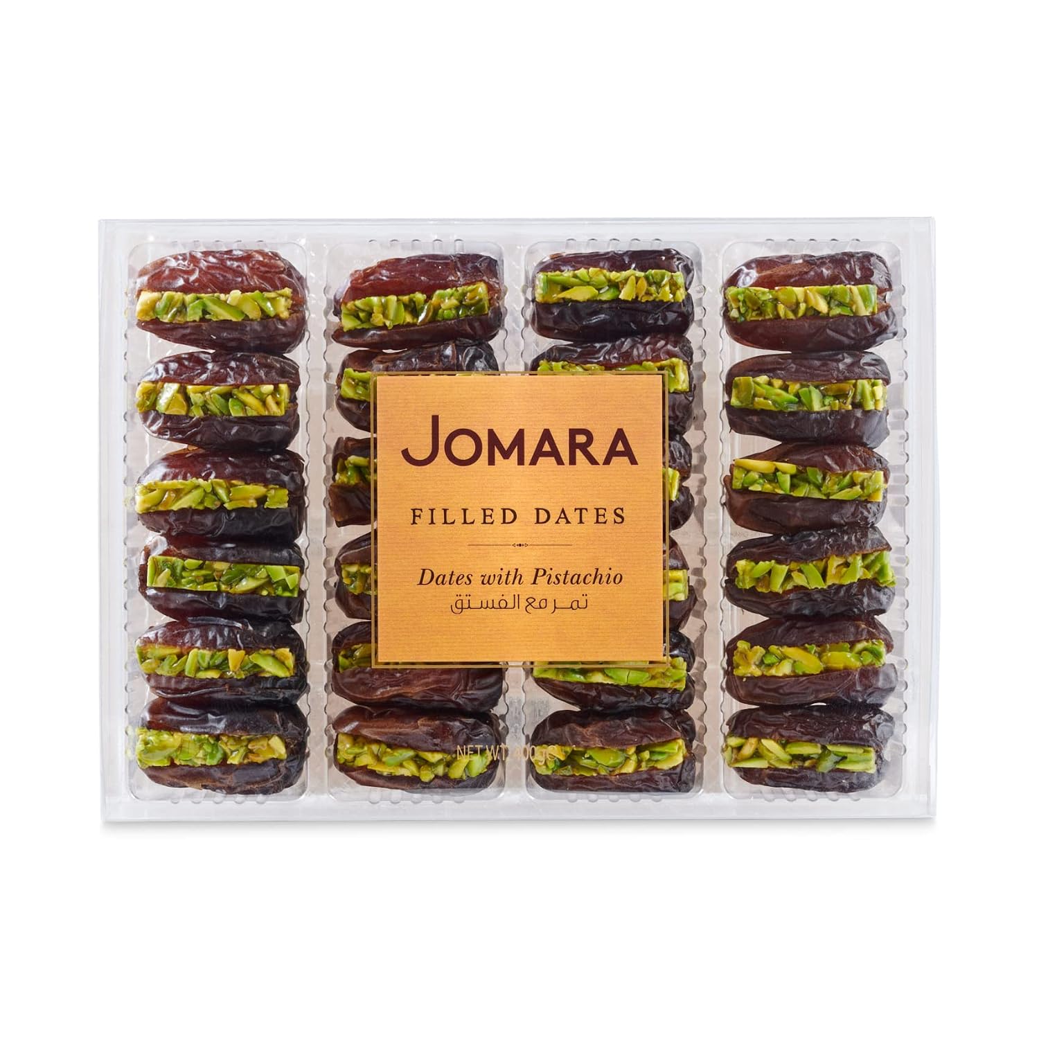 Jomara Organic Dates with Pistachio 14oz (400g) | Healthy Dried Fruit | Fiber and Antioxidants Natural Source | Vegan, Gluten Free, Paleo | (Pack of 1)