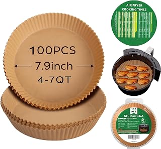 Air Fryer Disposable Paper Liners, 100 Pcs Non-Stick Disposable Air Fryer Parchment Paper Air Fryer Liners for Gourmia Air Fryer Oven 6 Quart Cuisinart Air Fryer Oven 6-Qt