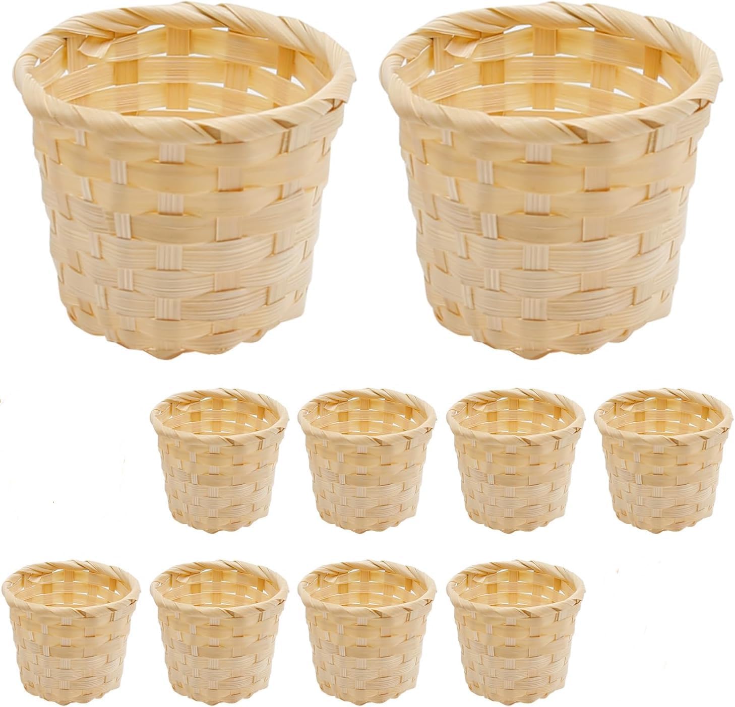 10PCS Mini Woven Baskets Miniature Flower Basket Mini Bamboo Picnic Basket Desktop Clutter Organizer Mini Grocery Basket for Desktop Storage Home Office Table Party Favors Crafts Decoration