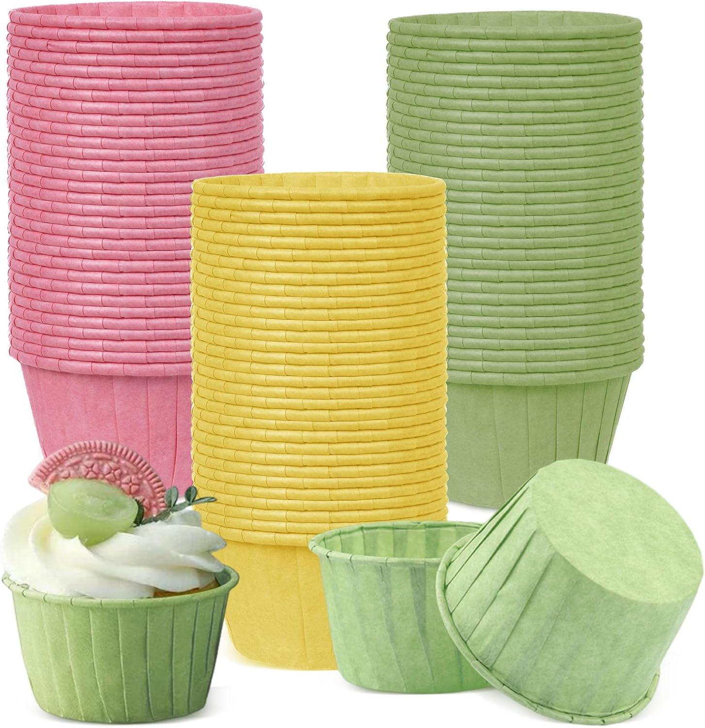 Cupcake Cases, 150PCS Cake Muffin Liners, Greaseproof Foil Baking Cups Paper Wrappers, Cupcake Cases for Baking, Muffin Cases for Baking for Birthday Wedding Party(3 Colors)