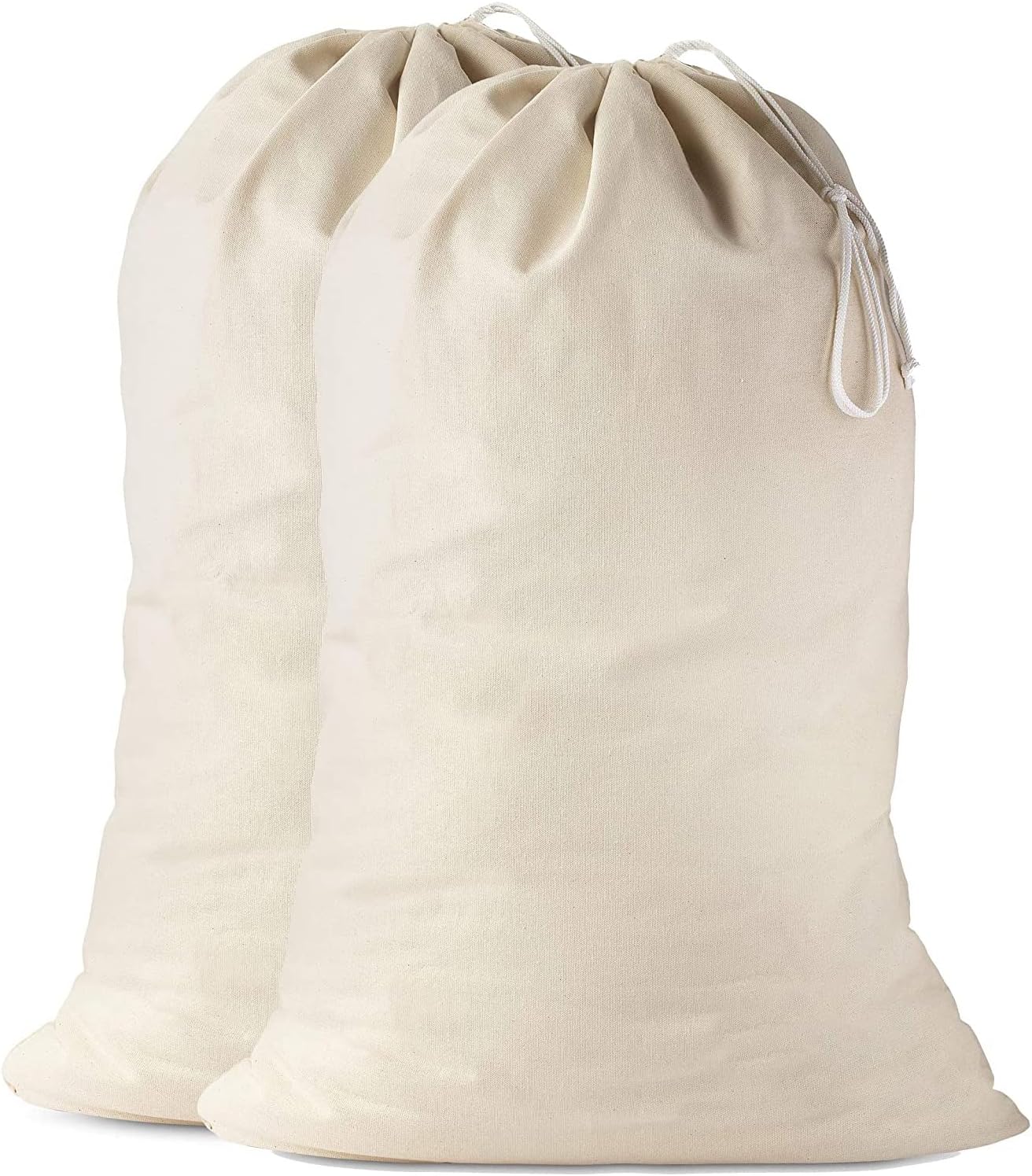 Laundry Bag Large (50 X 75 Cm | Pack of 2) Heavy duty 100% Cotton Canvas natural color fabric Draw Strings Organizer travel camp home college Dorm Dirty cloth plain Big Santa Sacks storage