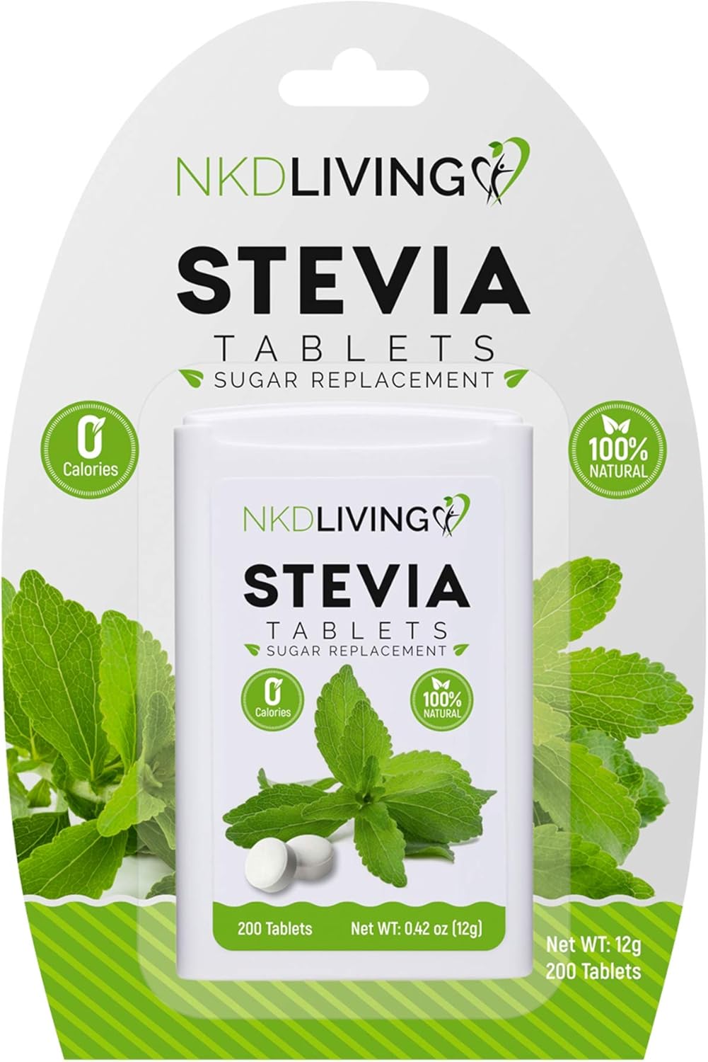 NKD Living Pure Stevia Sweetener Tablets - 200 Tablets - Non-bitter
