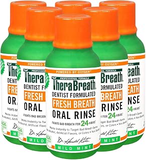 TheraBreath Fresh Breath Dentist Formulated Oral Rinse, Mild Mint, 3 Fl Oz (Pack of 6)