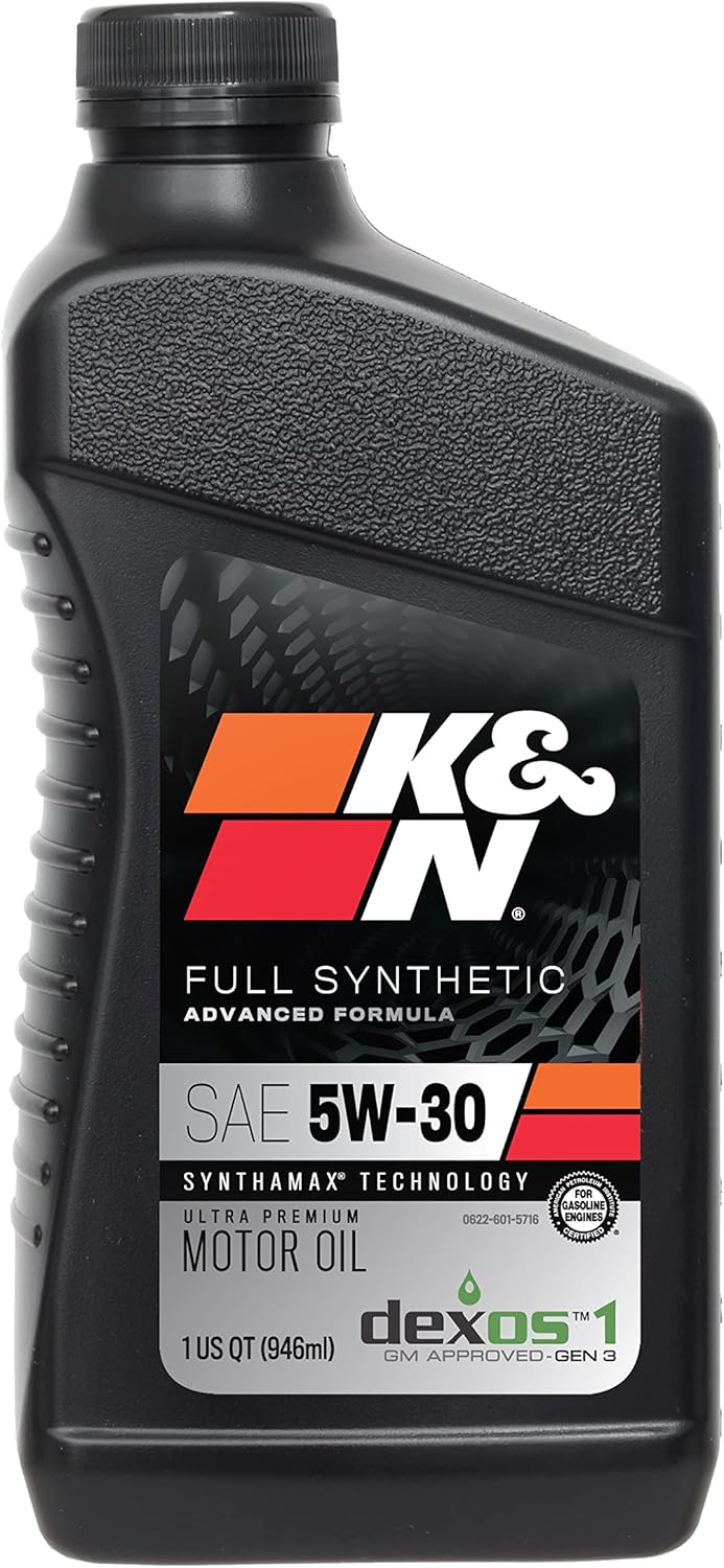 K&N Motor Oil: 5W-30 Synthetic Engine Oil: Premium Protection, High Mileage, 1 Quart