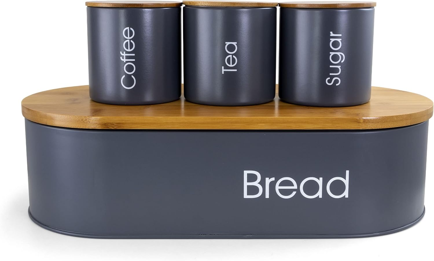 MegaChef Charcoal Gray and Bamboo 4 Piece Full Kitchen Set