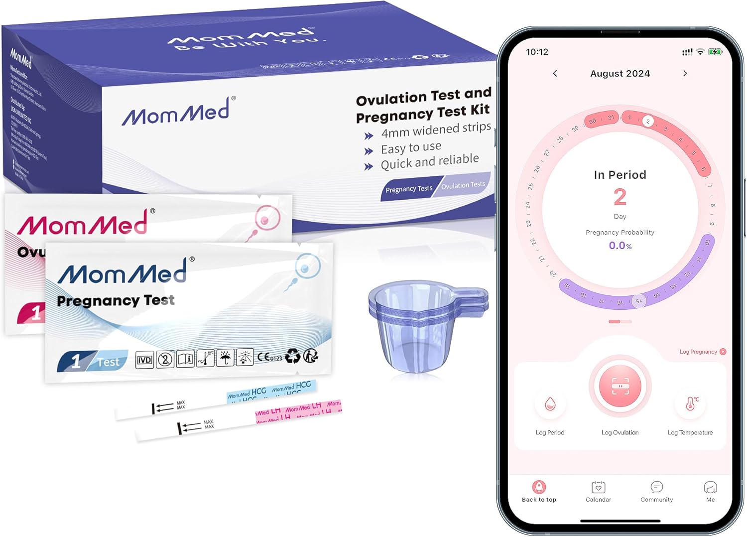 MomMed 80 Ovulation Test Strips and 25 Early Pregnancy Test Strips(HCG25-LH80), Ovulation & Fertility Tests Kit with 105 Urine Cups, High Accurate Fertility Test for Women
