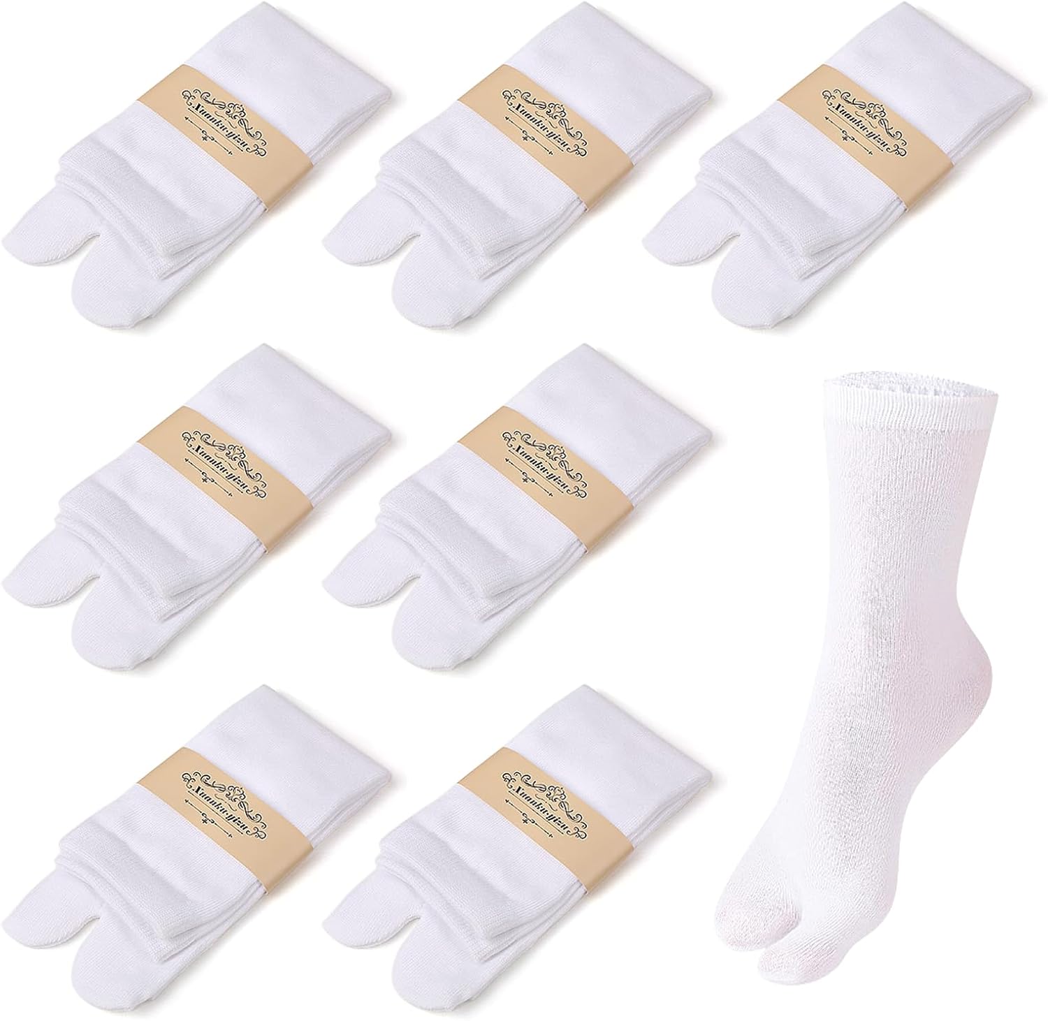 ZOCONE 7 Pairs Flip Flop Socks White Split Toe Socks Cotton Two Toe Socks for Women Men, Novelty Flip Flop Tabi Socks for Sandal Flip-flops, Ankle Two-toed Tabi Socks for Separate Toes, UK 4-6