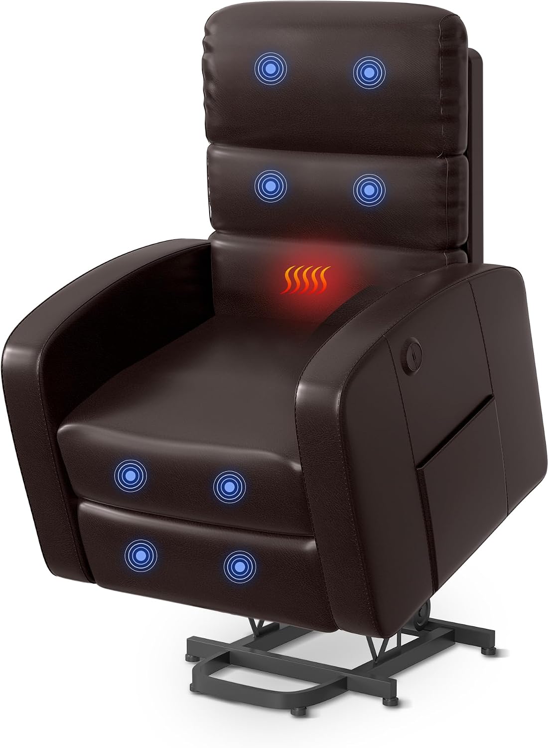 FLEXISPOT XL3 Recliner Armchair Riser and Recliner Chairs Electric Recliner Chairs for Room Massage and Heating Fuction Leather Reclinert Chair Brown