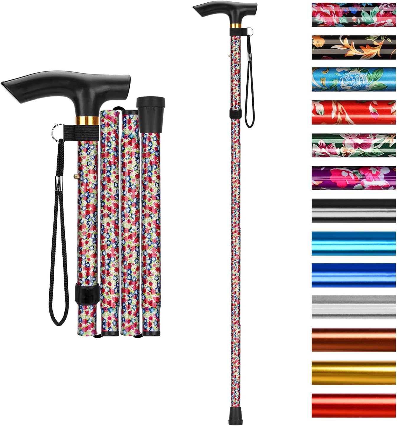 supregear Walking Stick - Adjustable Folding Walking Sticks for Women and Men - Lightweight Portable Collapsible Balancing Walking Aid - Travel Walking Cane for Ladies Elderly Adults