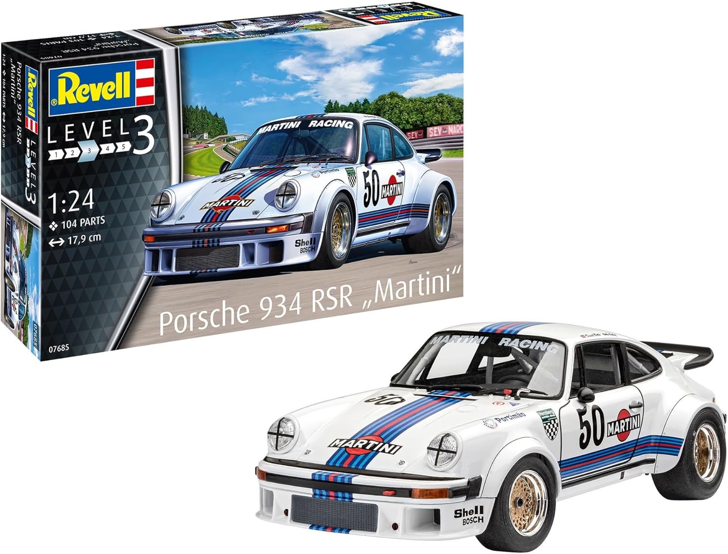 Revell 07685 Porsche 934 RSR "Martini" 1:24 Scale Unbuilt/Unpainted Plastic Model Kit
