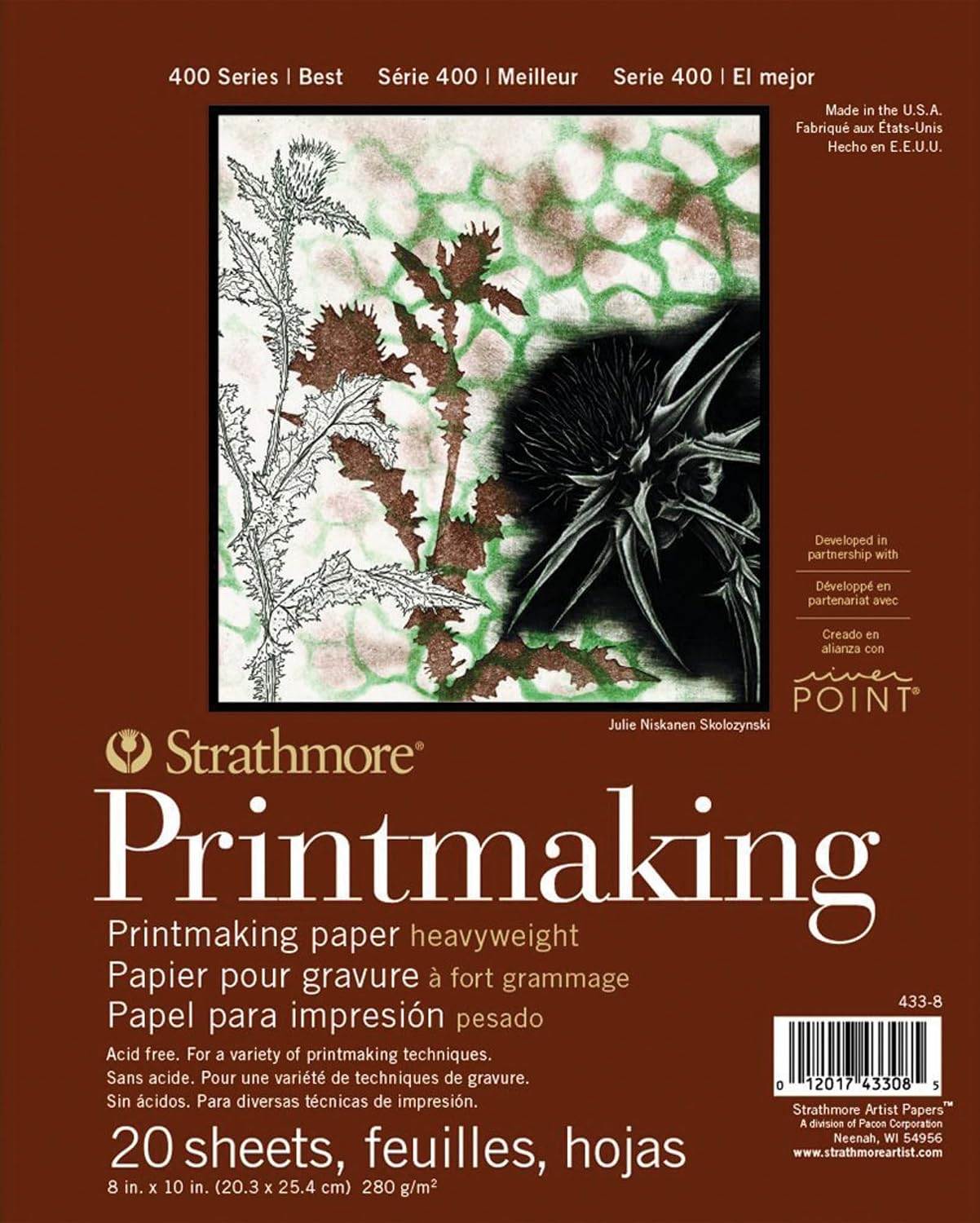 Strathmore Paper Strathmore Printmaking Paper Pad 8 x 10-inch, 20 Sheets, White, 8"x10"