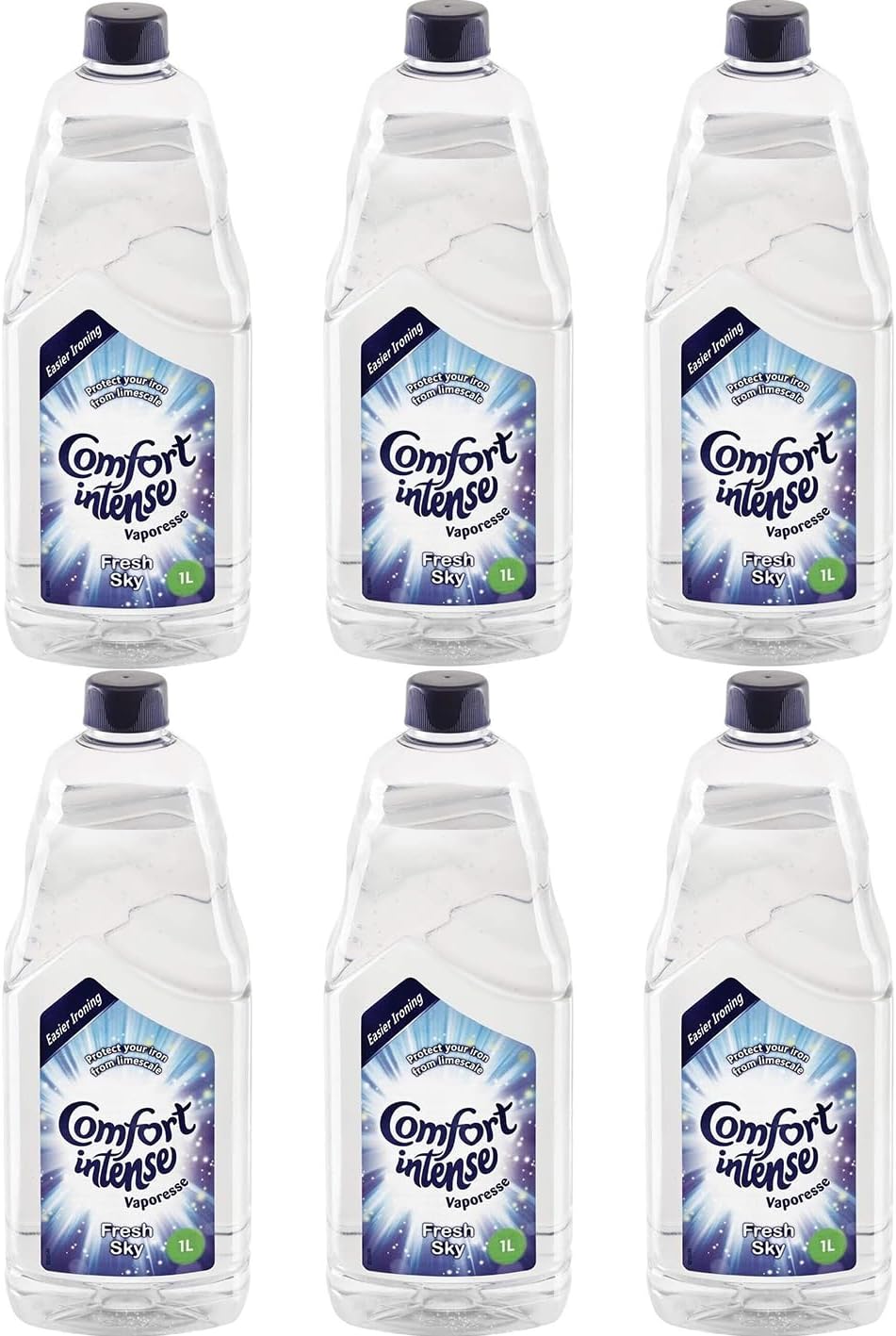 Comfort 6x Ironing Water 1L, Original/Blue, Fresh Scent, Fabric, Liquid, 3 Pack of 1