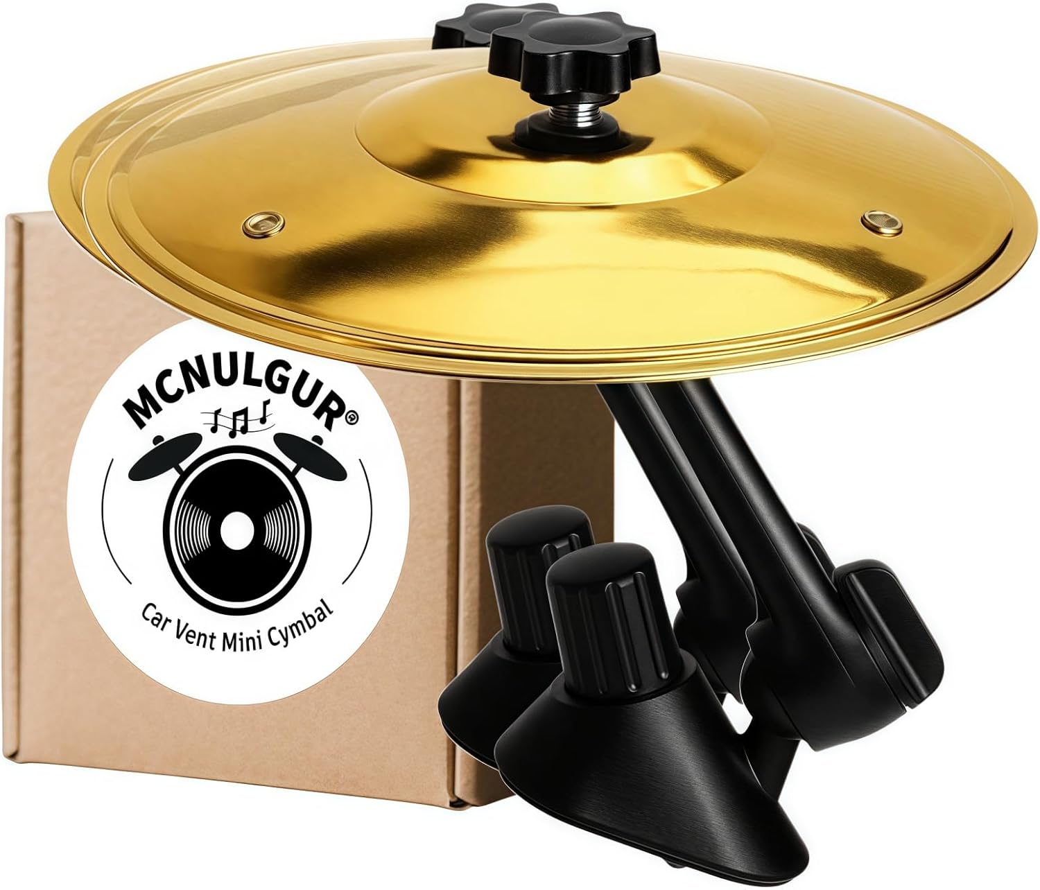 2 Pack Car Cymbal Air Vent Mounted, Golden – 14 cm Dia. Mini Drum Crash Cymbal for Endless Rhythmic Fun on the Road Music Lover Gift