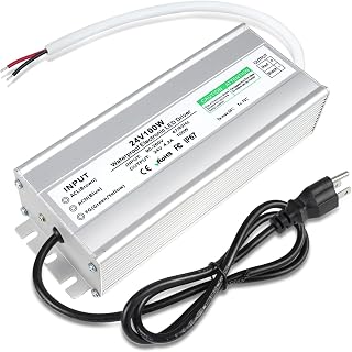 LED Power Supply 24V 100W, Waterproof IP67 LED Driver, LED Transformer with 3-Prong Plug 3.3 Feet Cable for LED Light, Computer Project, Outdoor Light, 4.2Amp